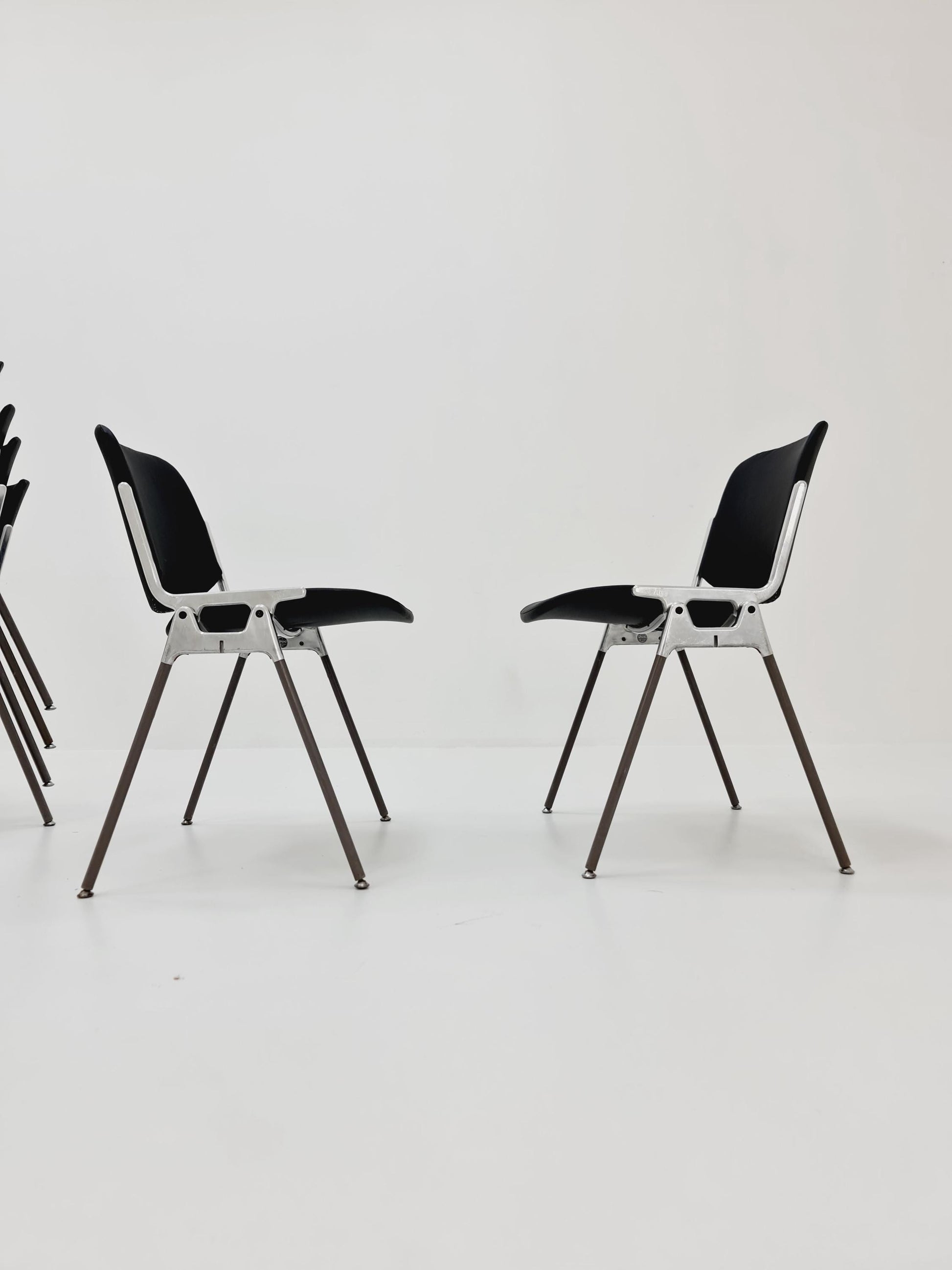 1 / 6 Italian black leatherite Castelli chairs by Giancarlo Piretti, 1970s