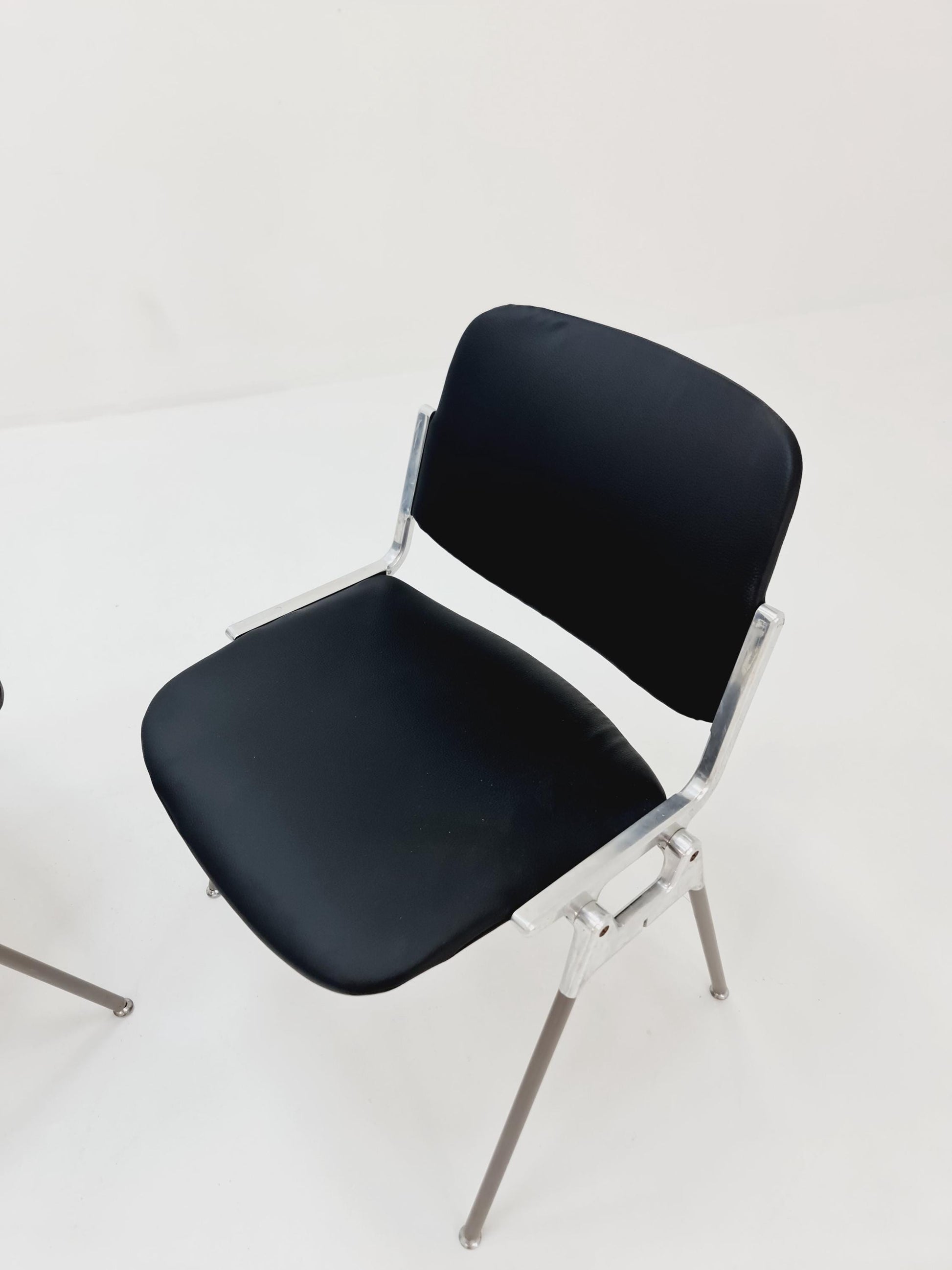 1 / 6 Italian black leatherite Castelli chairs by Giancarlo Piretti, 1970s