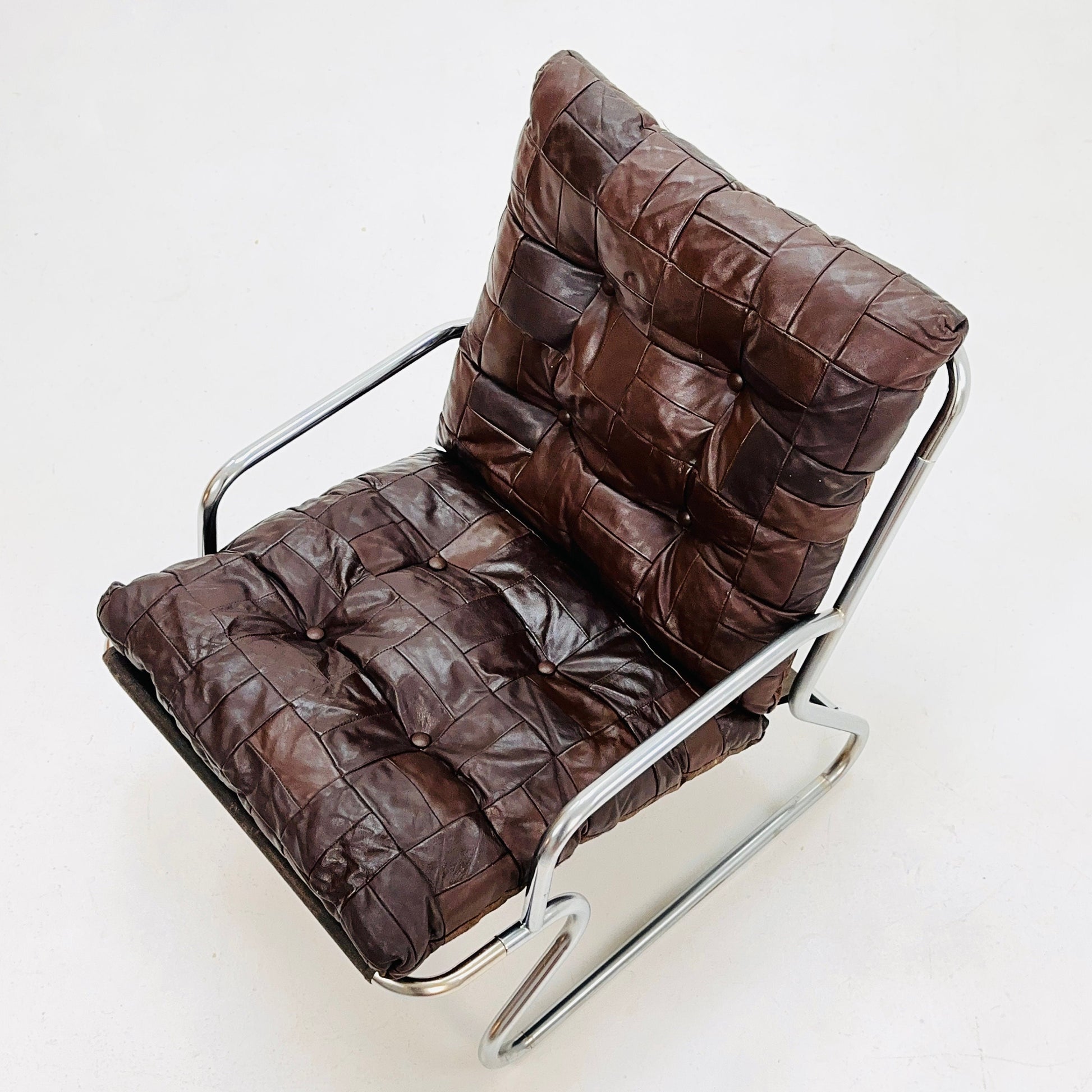 Mid-century sling brown leather lounge chair by Peter Hoyte, 1960s