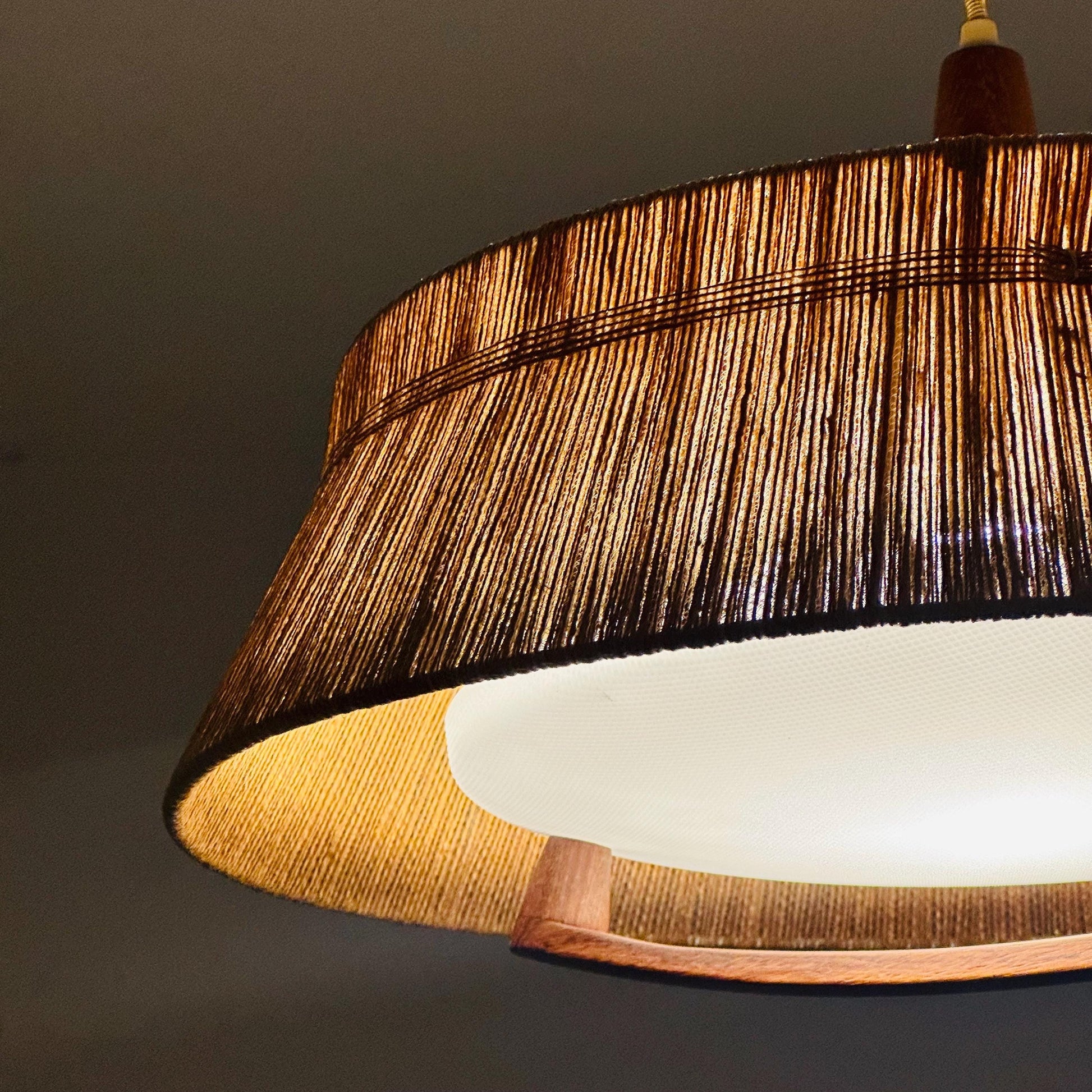 Mid century Pendant lamp sisal by Temde 1960s Germany