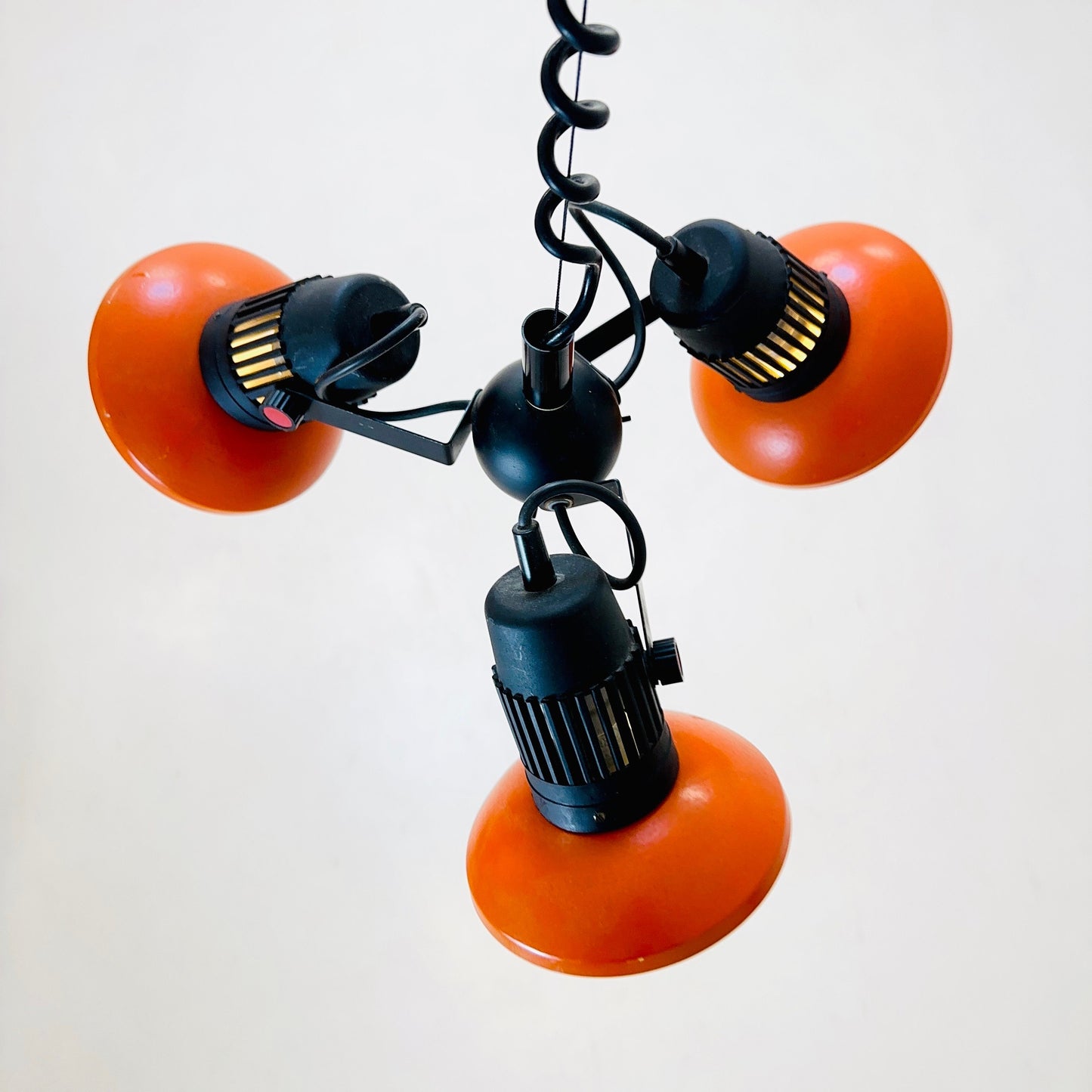 Space age Atomic Orange Three Adjustable Spot pendant lamp 1970s Germany