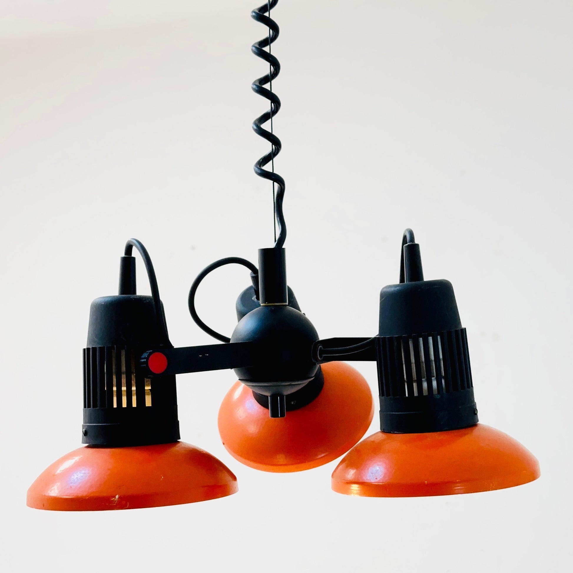Space age Atomic Orange Three Adjustable Spot pendant lamp 1970s Germany
