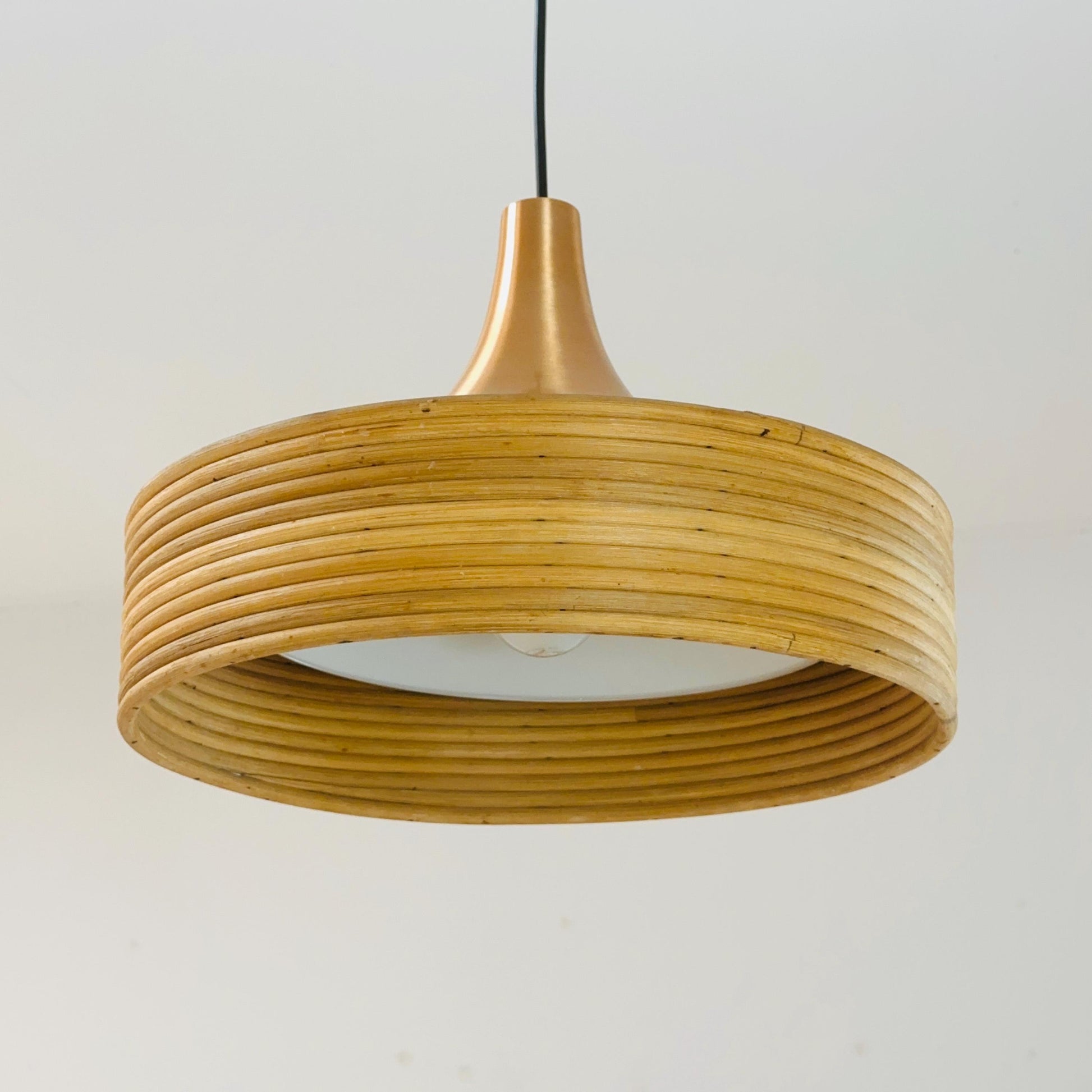 Mid century Bamboo rattan pendant lamp by Gabriella Grespi 1960s