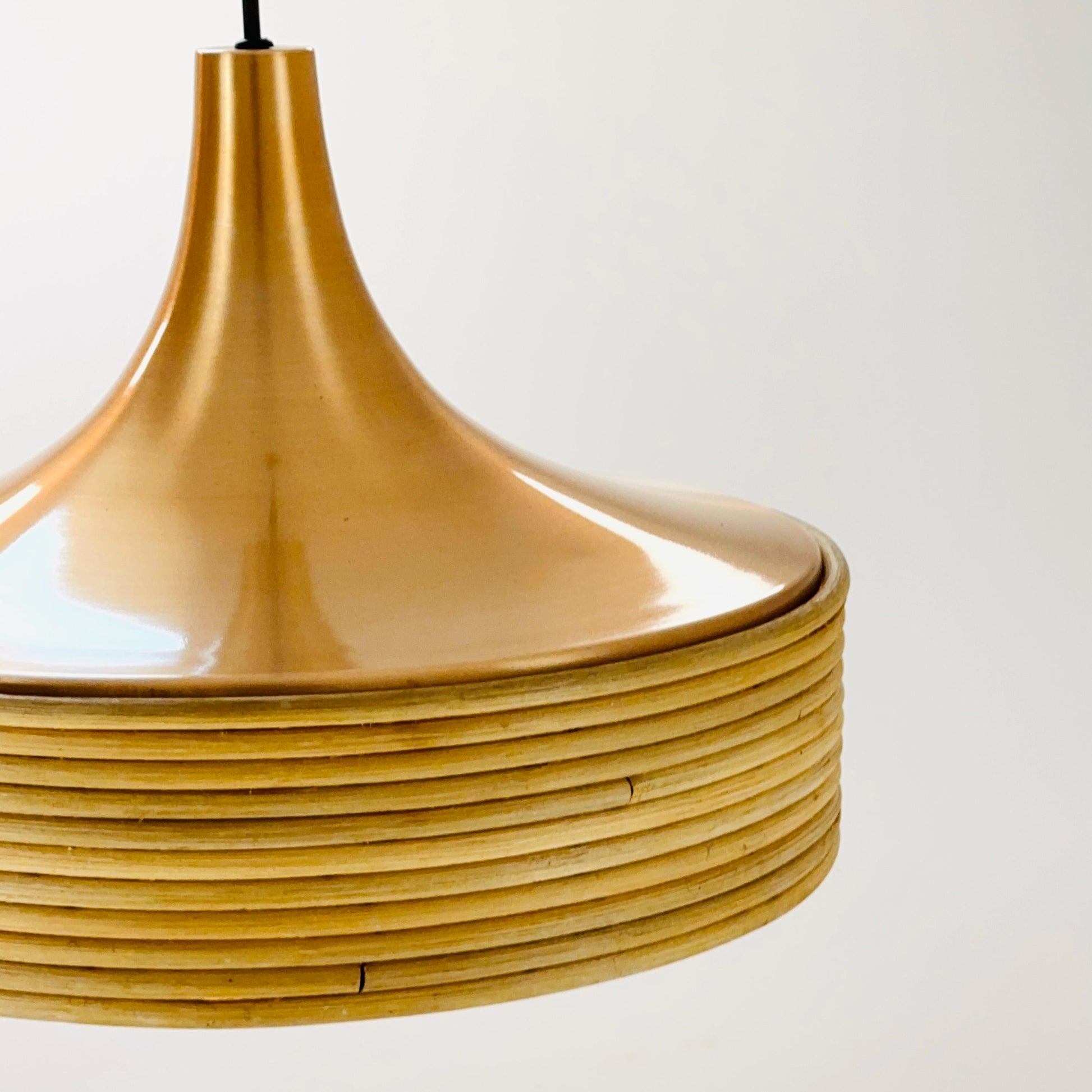Mid century Bamboo rattan pendant lamp by Gabriella Grespi 1960s