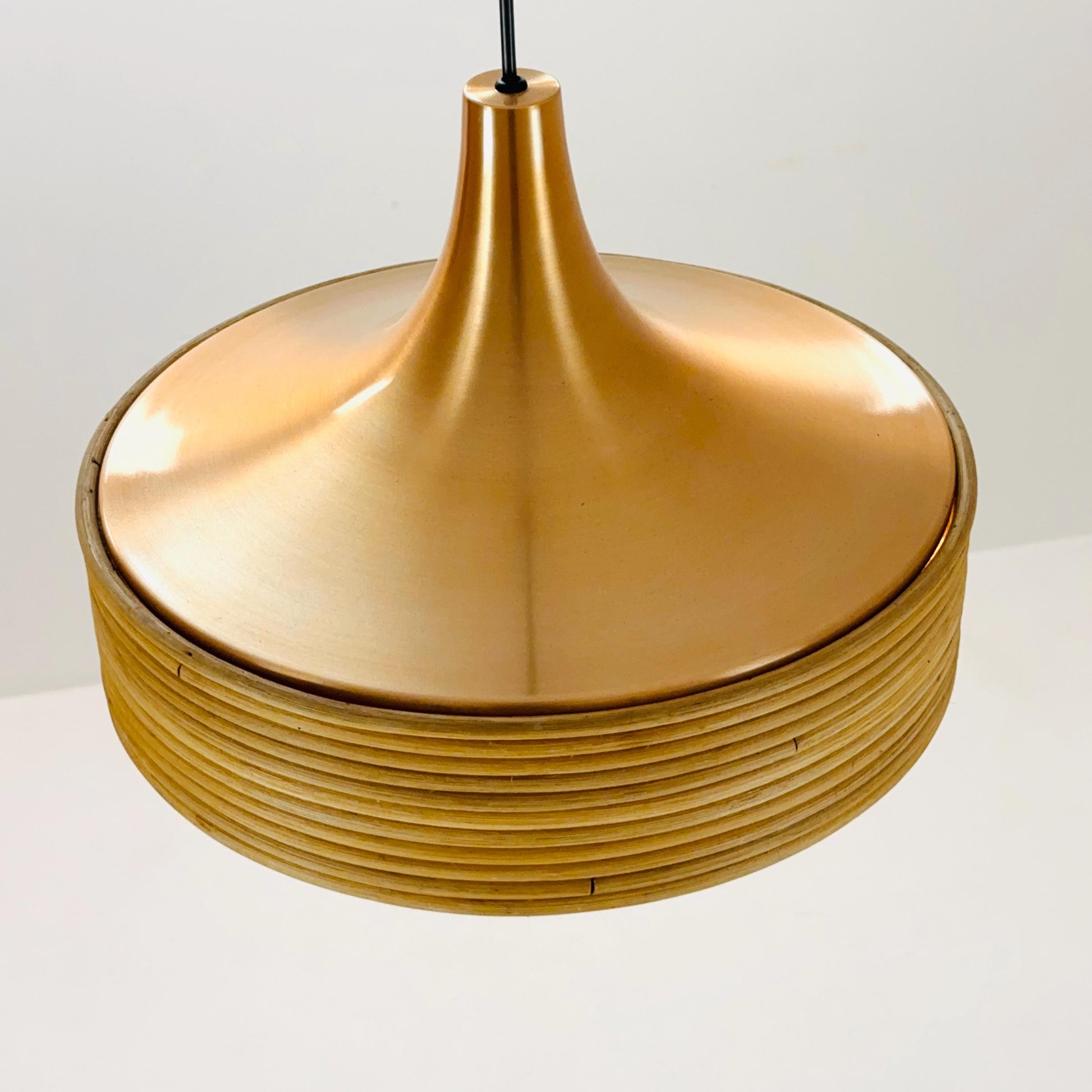 Mid century Bamboo rattan pendant lamp by Gabriella Grespi 1960s