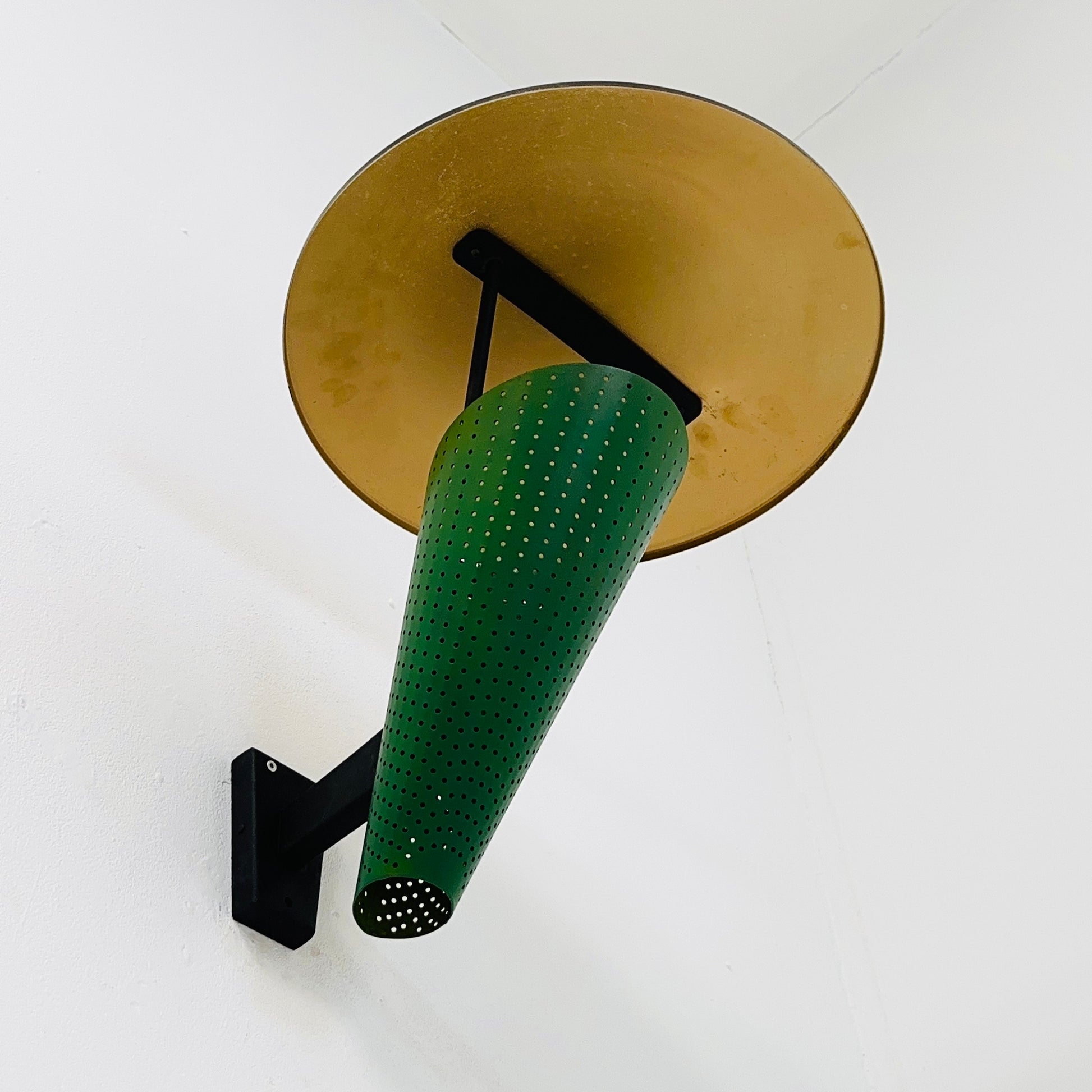 Mid century Metal & brass wall lamp by Jacques Biny, 1950s