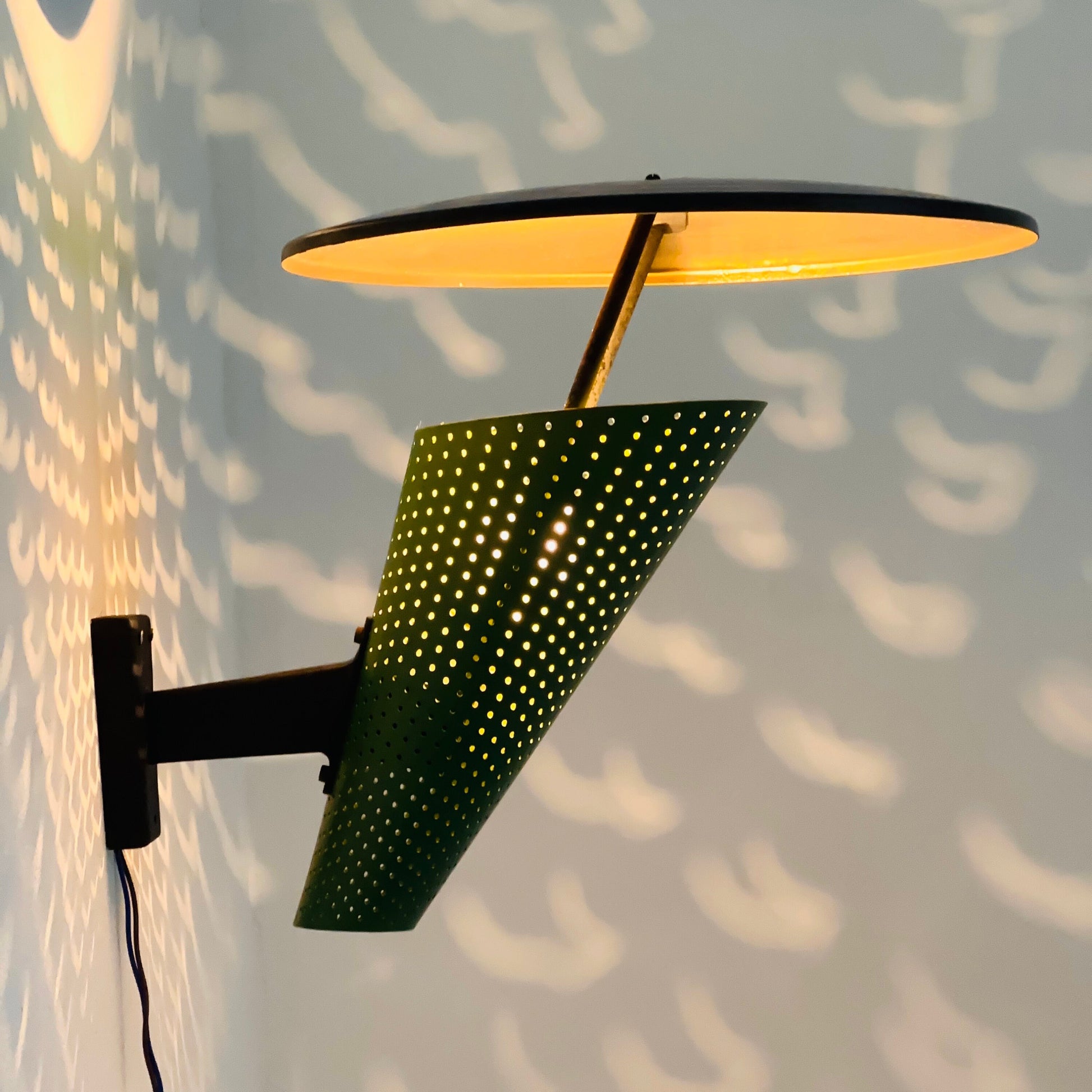 Mid century Metal & brass wall lamp by Jacques Biny, 1950s