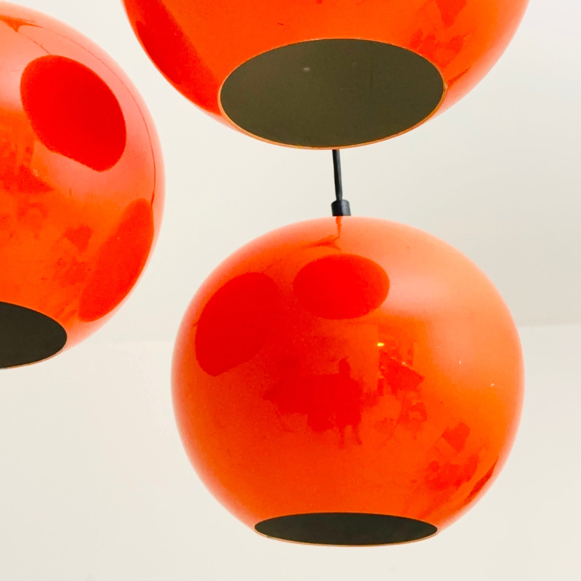 Space Age balls orange metal pendant lamp for Kaiser Germany , 1970e
