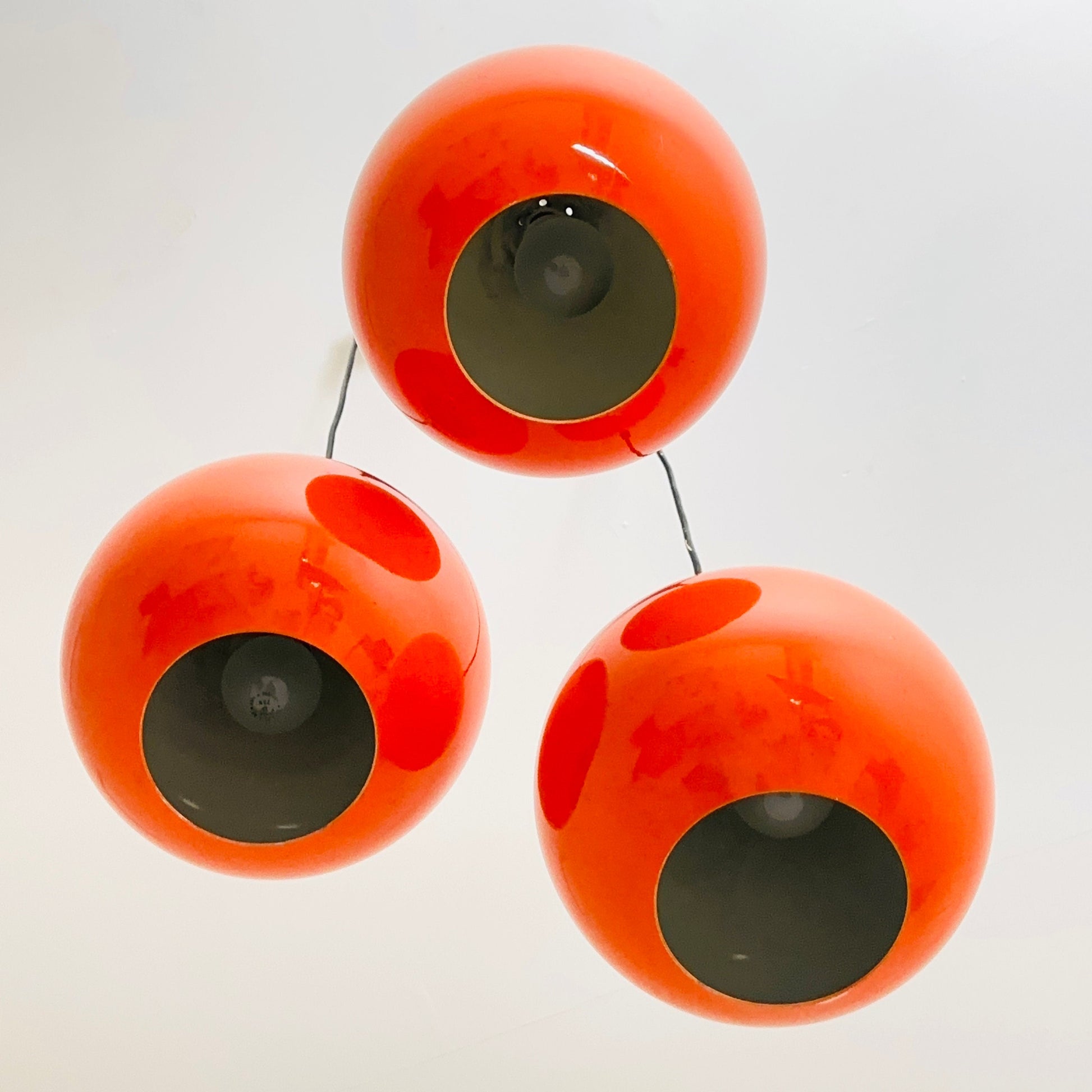 Space Age balls orange metal pendant lamp for Kaiser Germany , 1970e