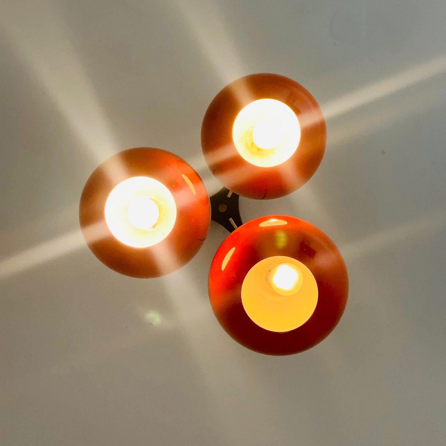 Space Age balls orange metal pendant lamp for Kaiser Germany , 1970e