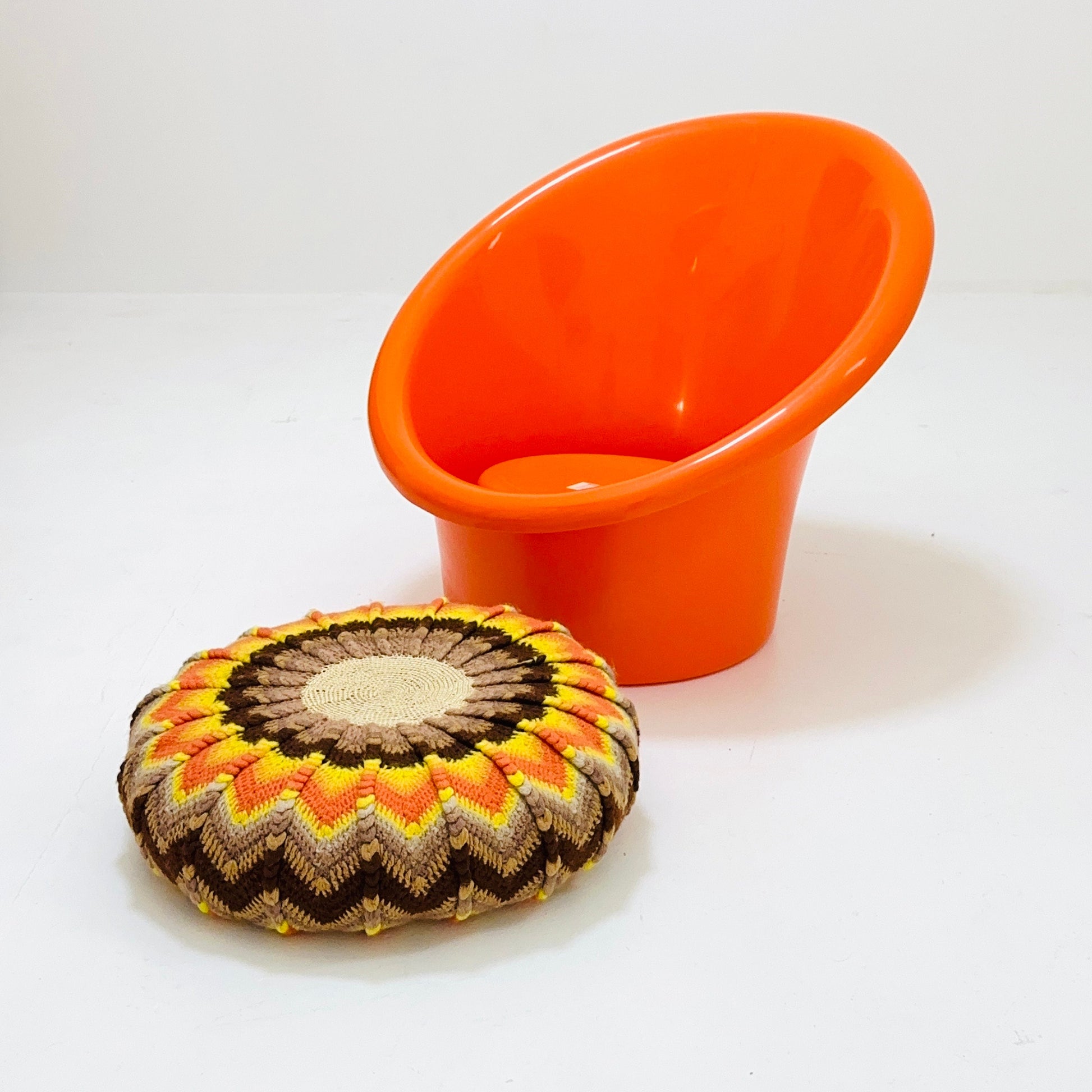 Skopa Lounge orange Chair by Ole Gjerløv Knudsen & Torben Lind for Ikea, 1970s
