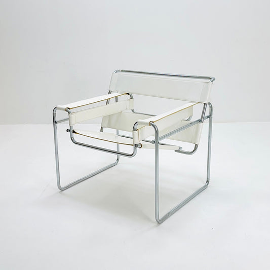 Mid century white armchair B3 WASSILY by Marcel Brauer , 1990s Italy