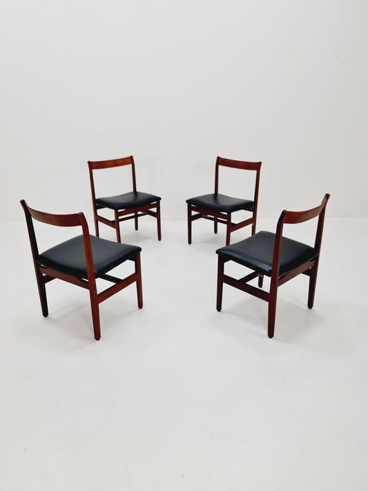 Vintage Danish solid teak dining Chairs 1960s, Set of 4