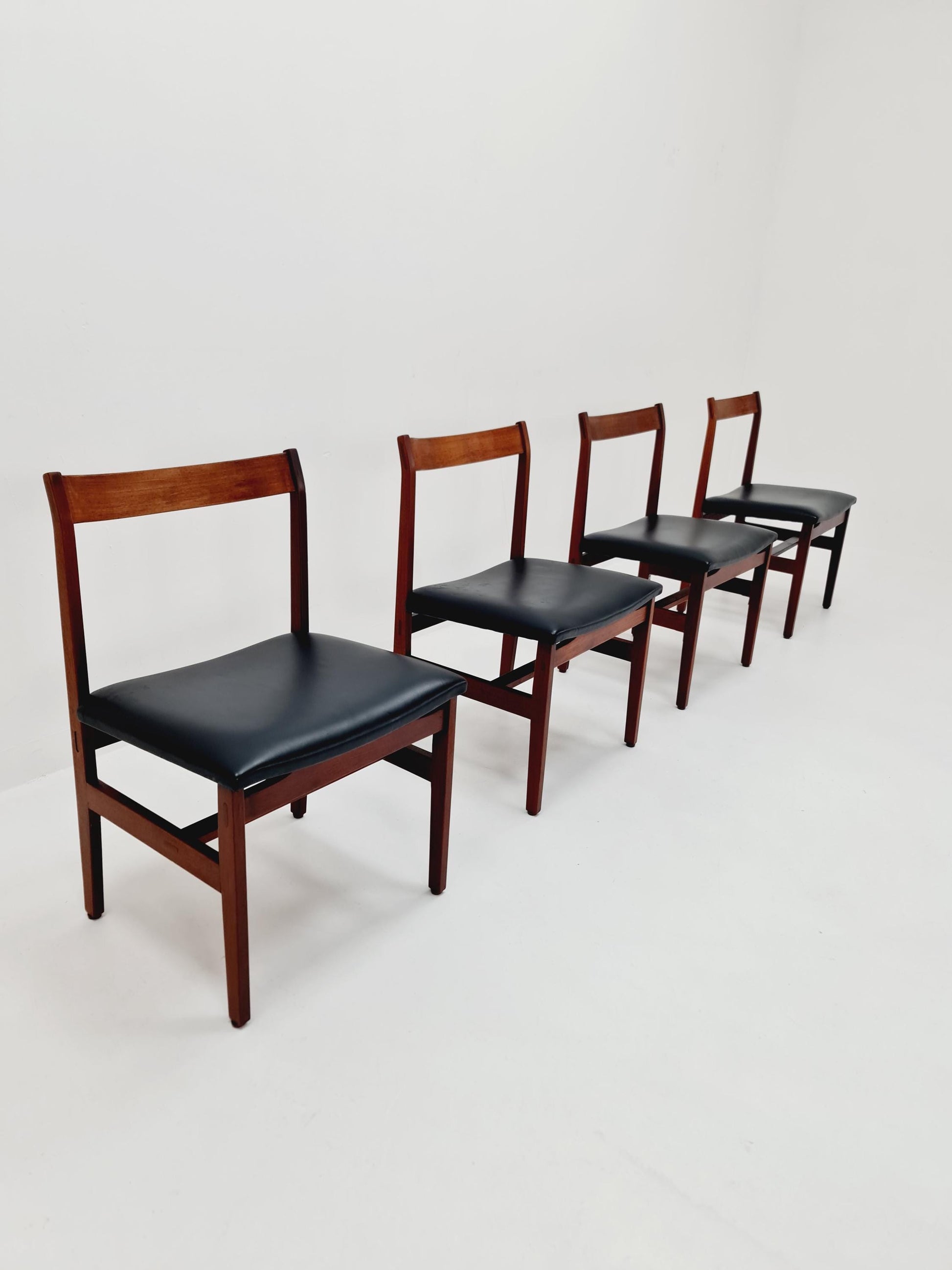 Vintage Danish solid teak dining Chairs 1960s, Set of 4