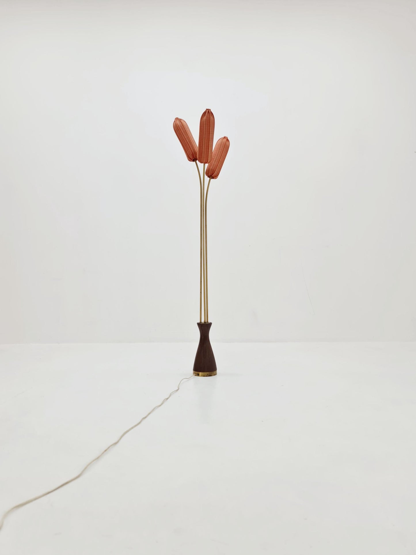 Super rare Mid Century Modern Swedish floor lamp ceramic, wood and brass by Sonja katzin for Asea, 1950s