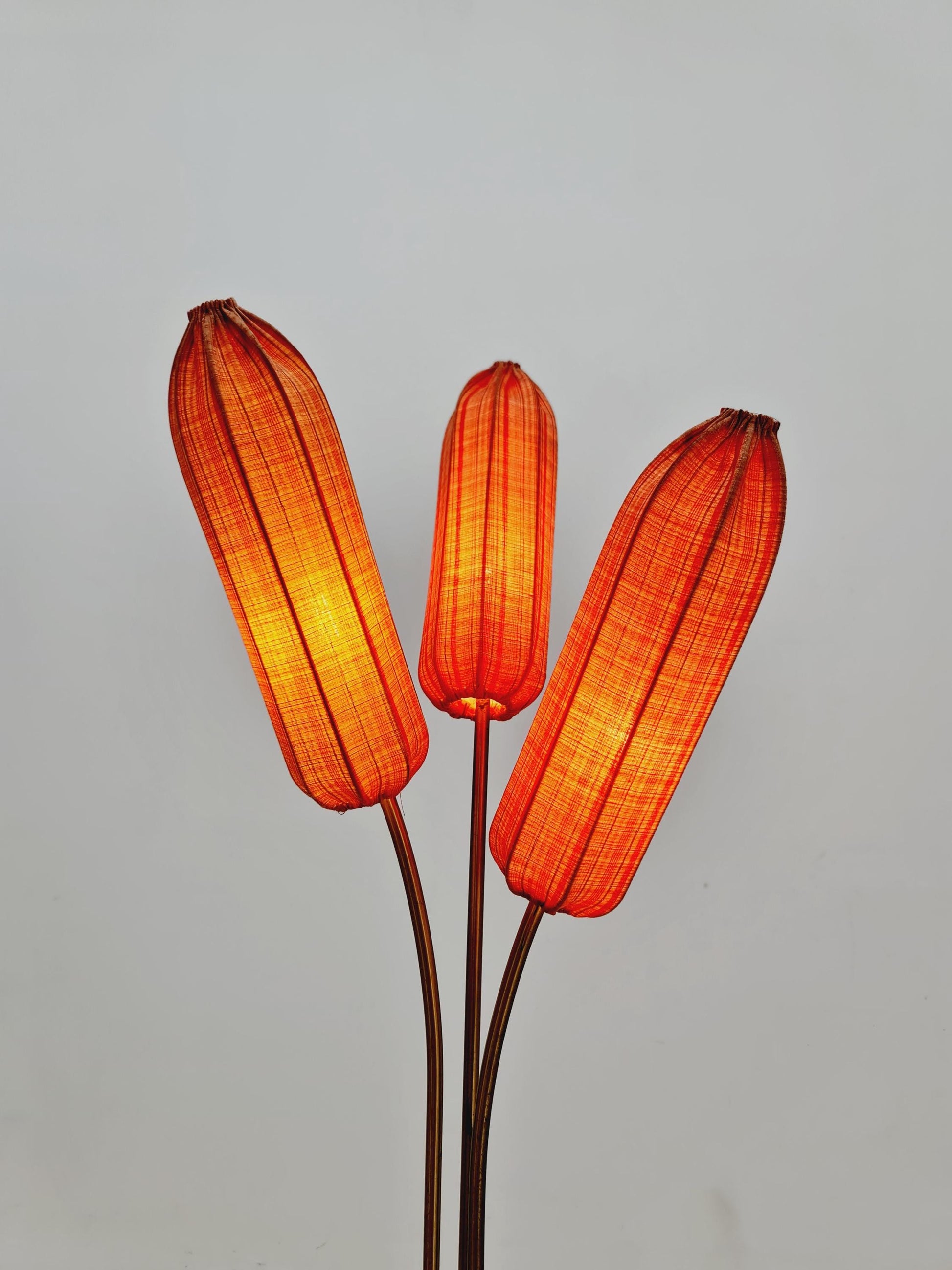 Super rare Mid Century Modern Swedish floor lamp ceramic, wood and brass by Sonja katzin for Asea, 1950s