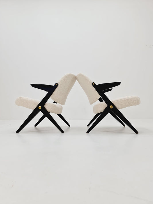 Swedish Midcentury Teddy Fabric armchair Triva by Bengt Ruda for Nordiska Kompaniet, 1960s, set of 2
