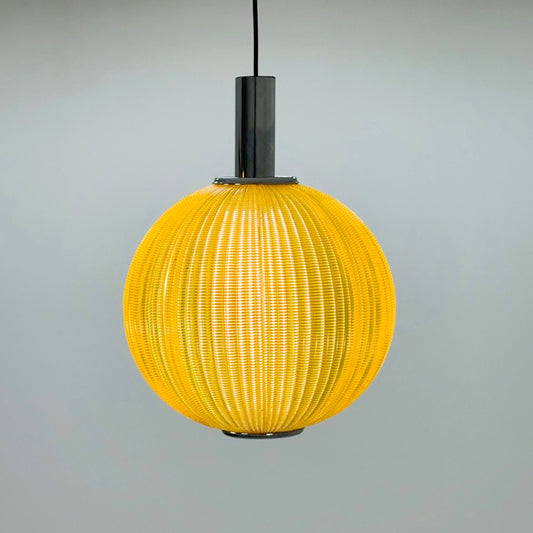 Space age ball yellow plastic pendant lamp Germany 1970s