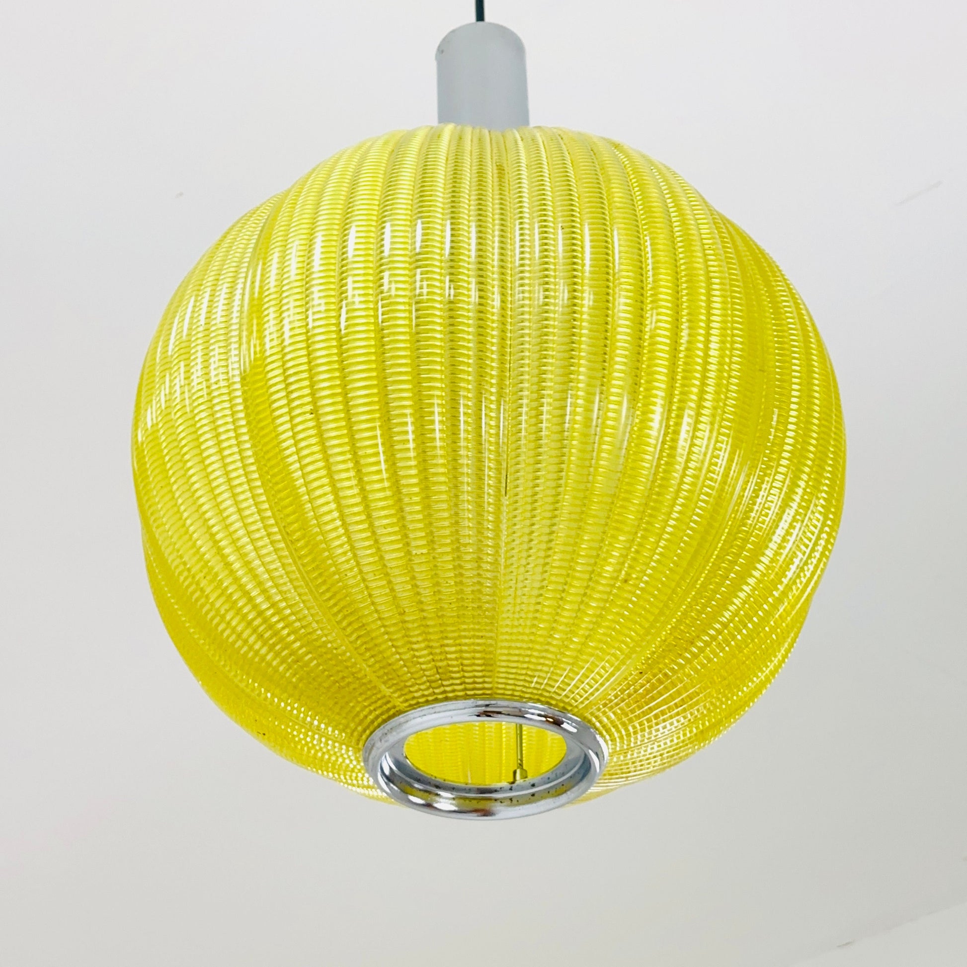 Space age ball yellow plastic pendant lamp Germany 1970s