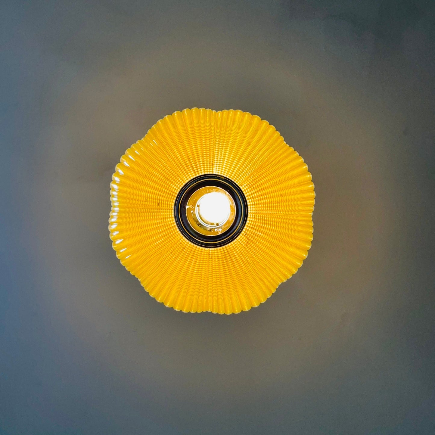 Space age ball yellow plastic pendant lamp Germany 1970s