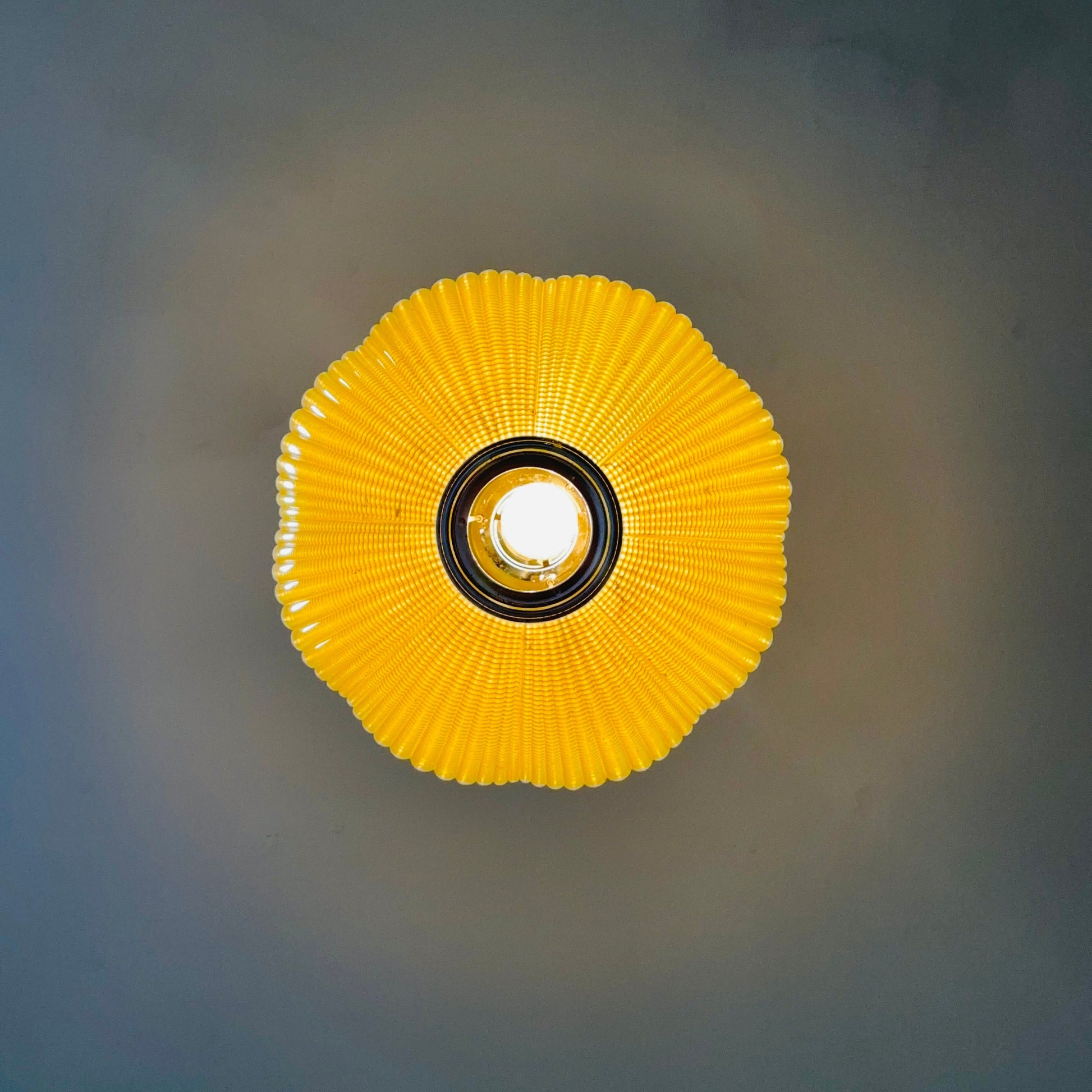Space age ball yellow plastic pendant lamp Germany 1970s