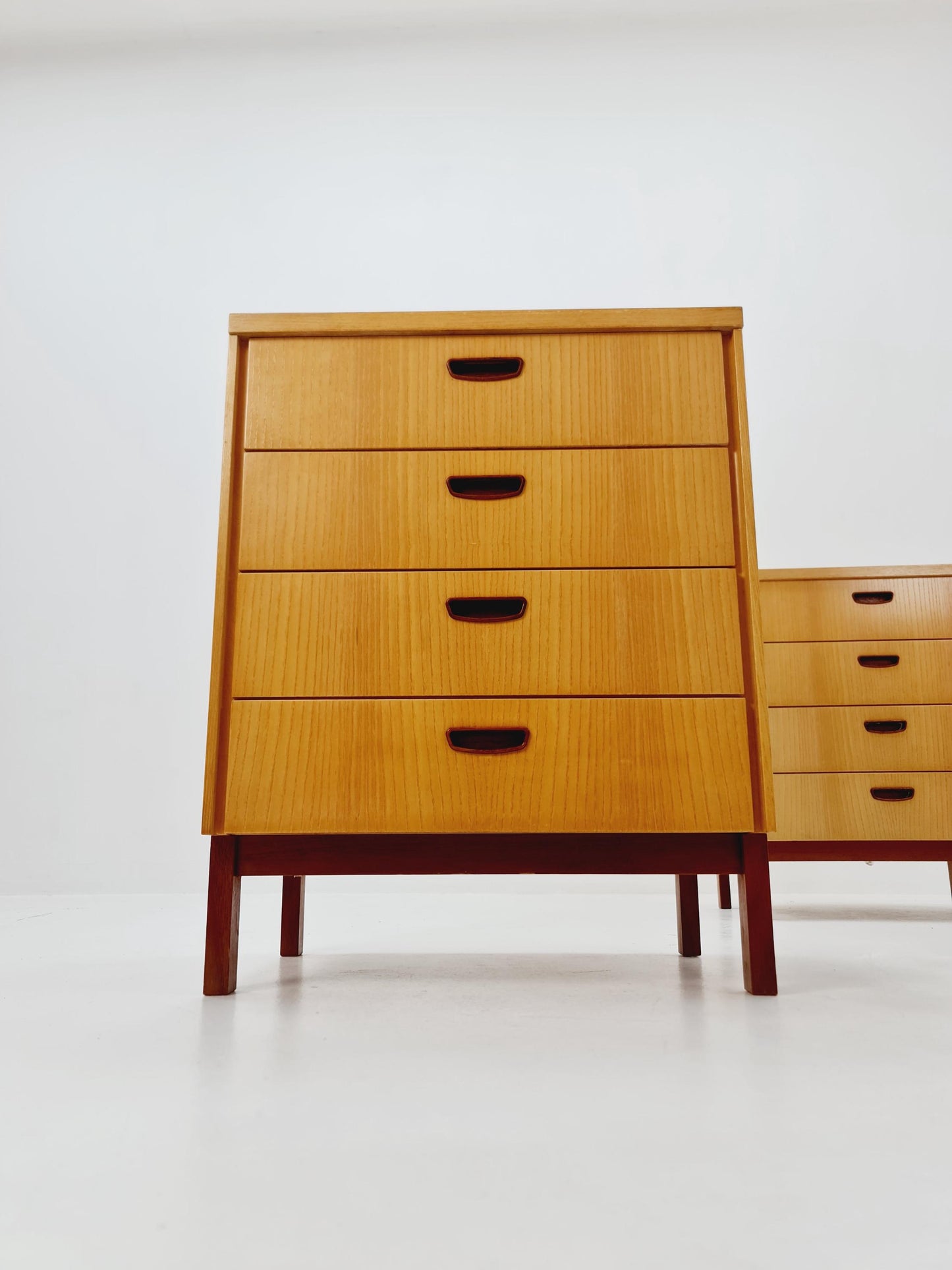German Mid century Ash and Teak nightstands/ bedside tables BY WK Möbel , 1960s