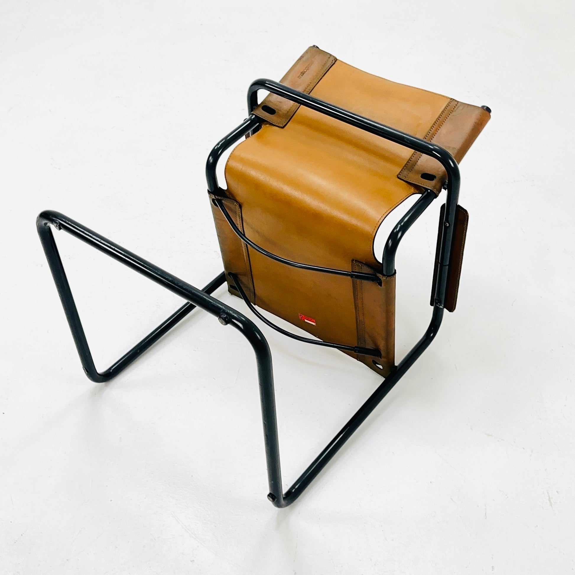 Mid century Bauhaus Visitor leather armchair for Mattei Grassi 1970s Italy