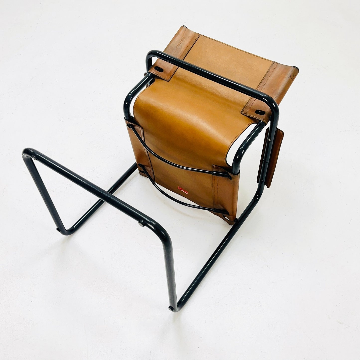 Mid century Bauhaus Visitor leather armchair for Mattei Grassi 1970s Italy