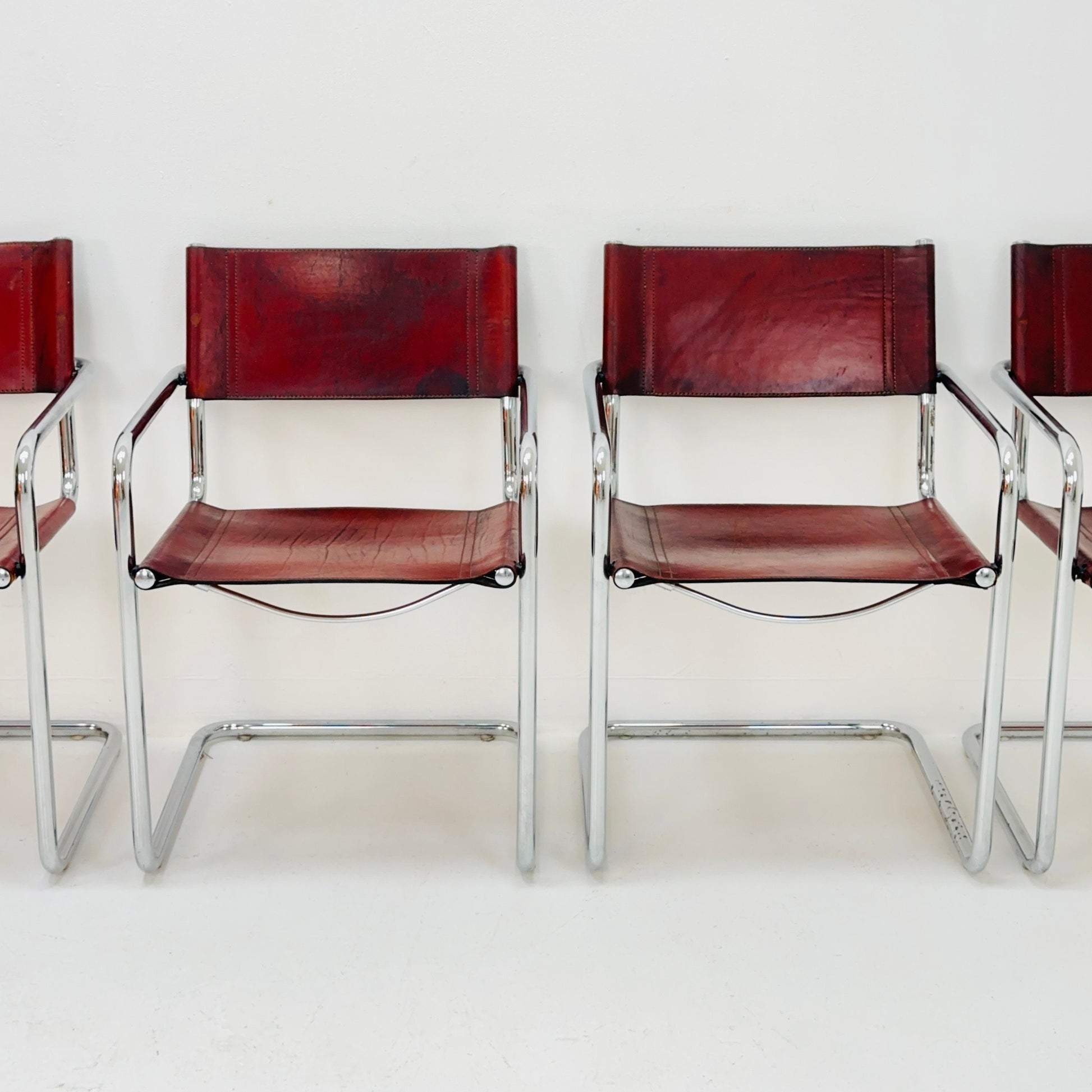 Set of 4 Bauhaus Mid century Model MG5 Centro Studi desk chair by Mart Stam & Marcel Breuer for Matteo Grassi, 1970s