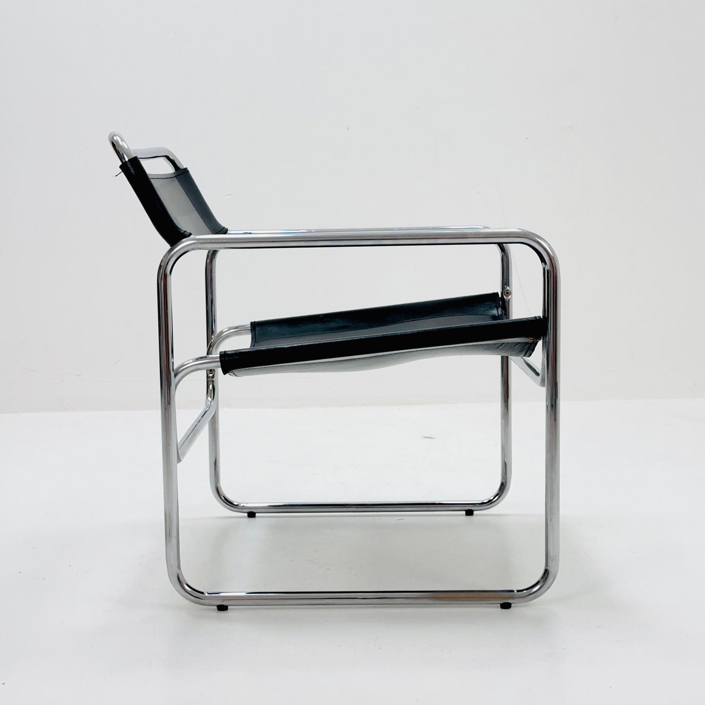 Mid century Bauhaus Jox Interni leather and tubular steel armchair 1970s Italy