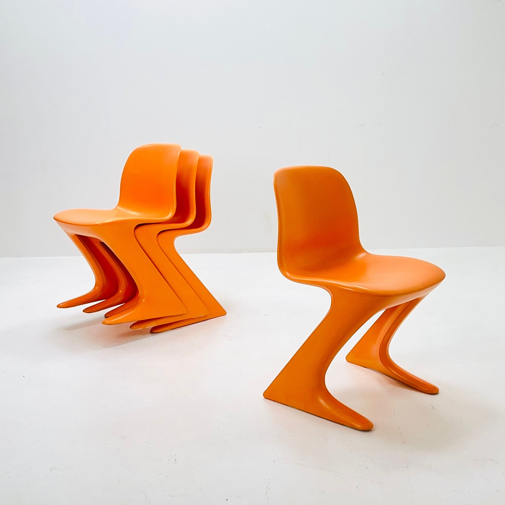Set of 4 space age Orange “Kangaroo” chairs by Ernst Moeckl Germany 1960s