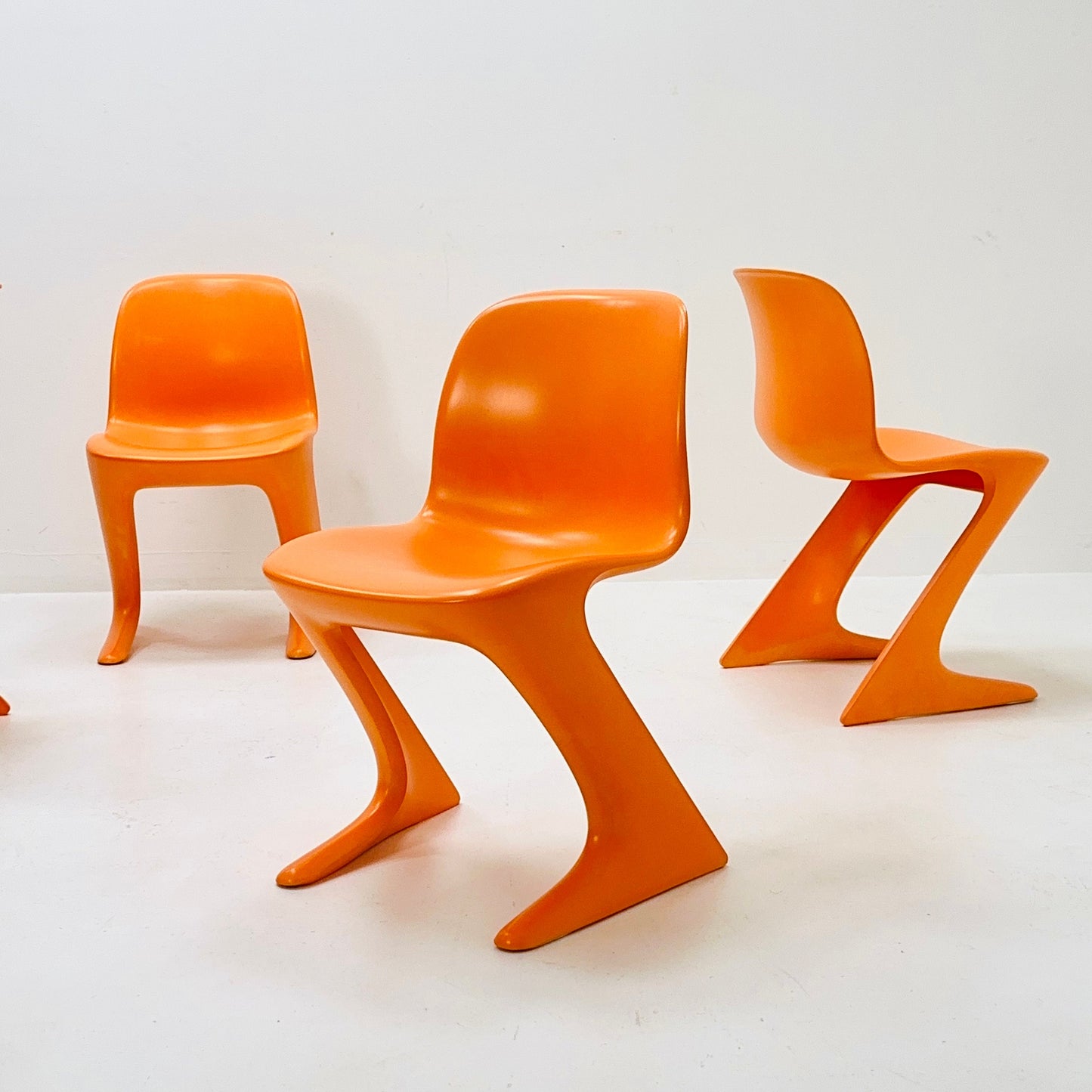 Set of 4 space age Orange “Kangaroo” chairs by Ernst Moeckl Germany 1960s