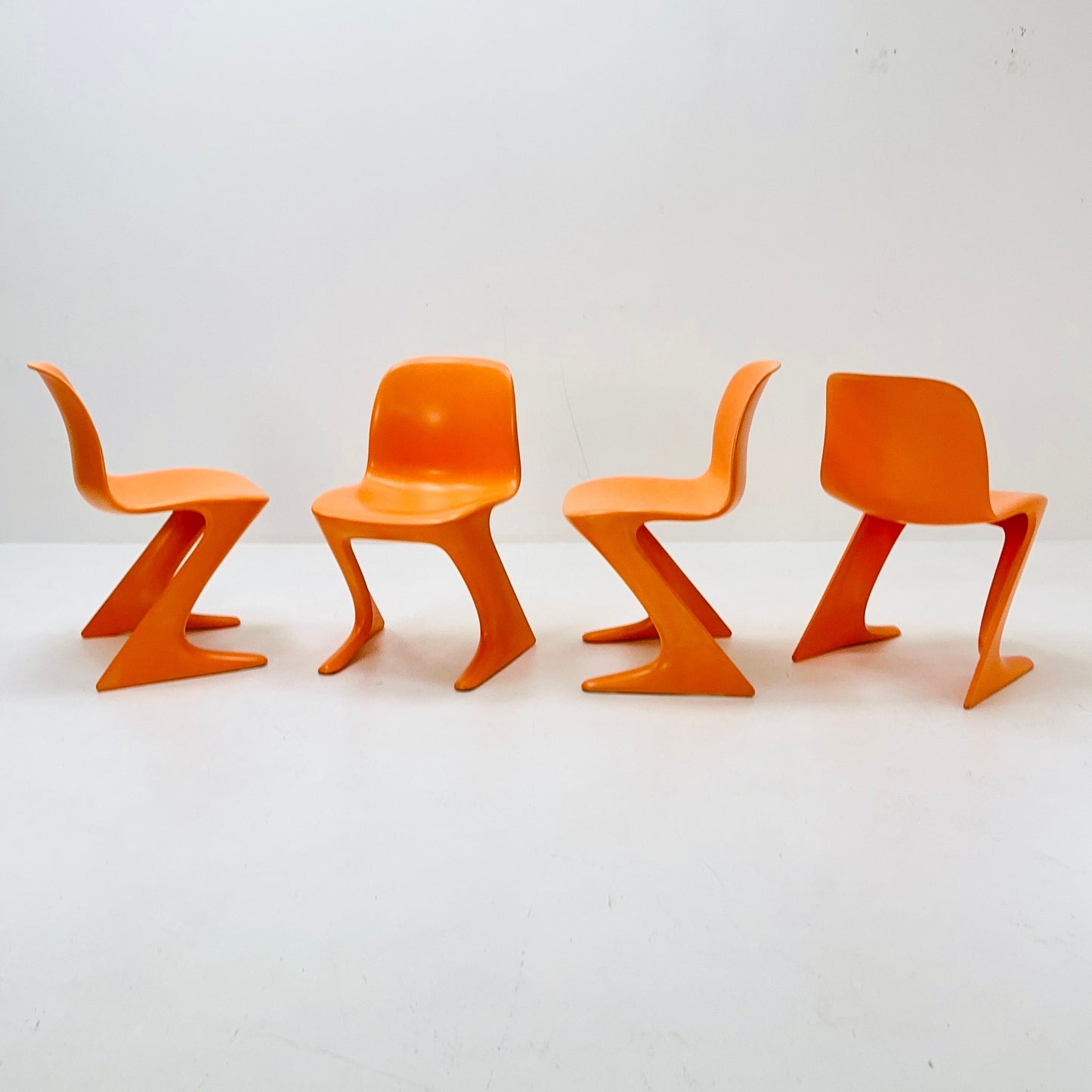 Set of 4 space age Orange “Kangaroo” chairs by Ernst Moeckl Germany 1960s