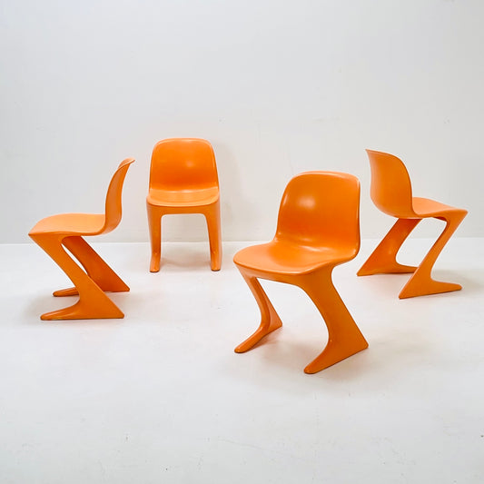 Set of 4 space age Orange “Kangaroo” chairs by Ernst Moeckl Germany 1960s