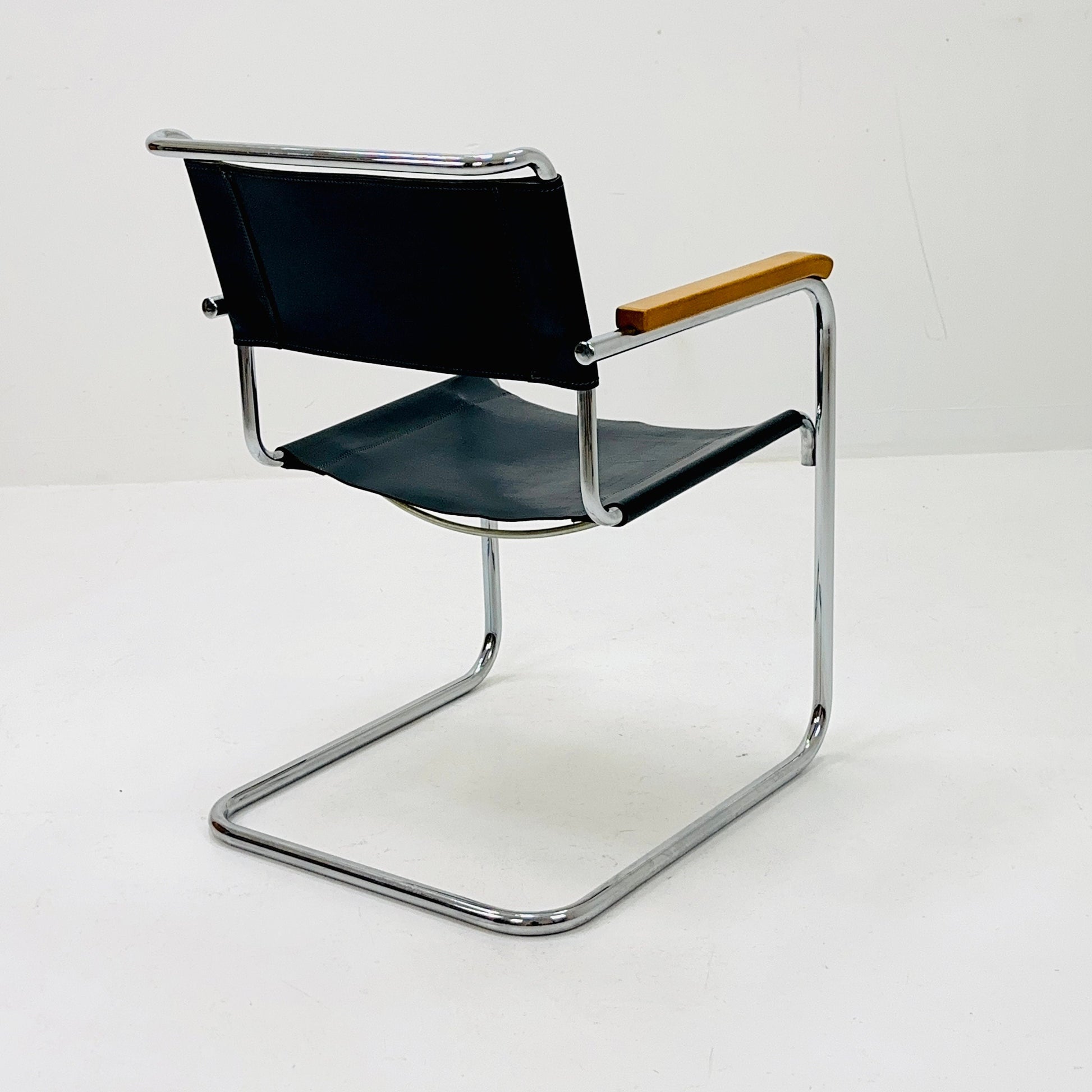 1 of 24 Bauhaus S34 black leather iconic armchair by mart Stam for Thonet 1980s