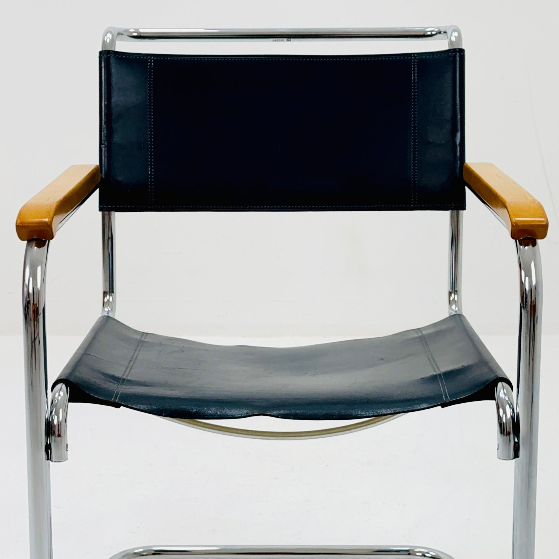 1 of 24 Bauhaus S34 black leather iconic armchair by mart Stam for Thonet 1980s