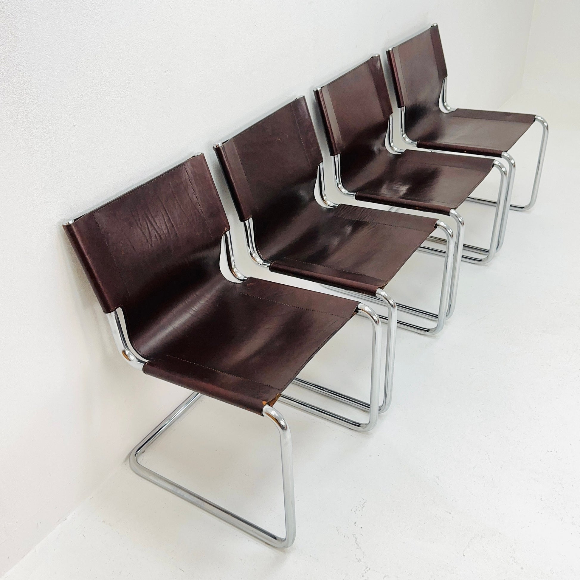 Set of 4 Mid-Century Vintage S33 Chair by Mart Stam & Marcel Breuer for Matteo grassi 1980s Italy