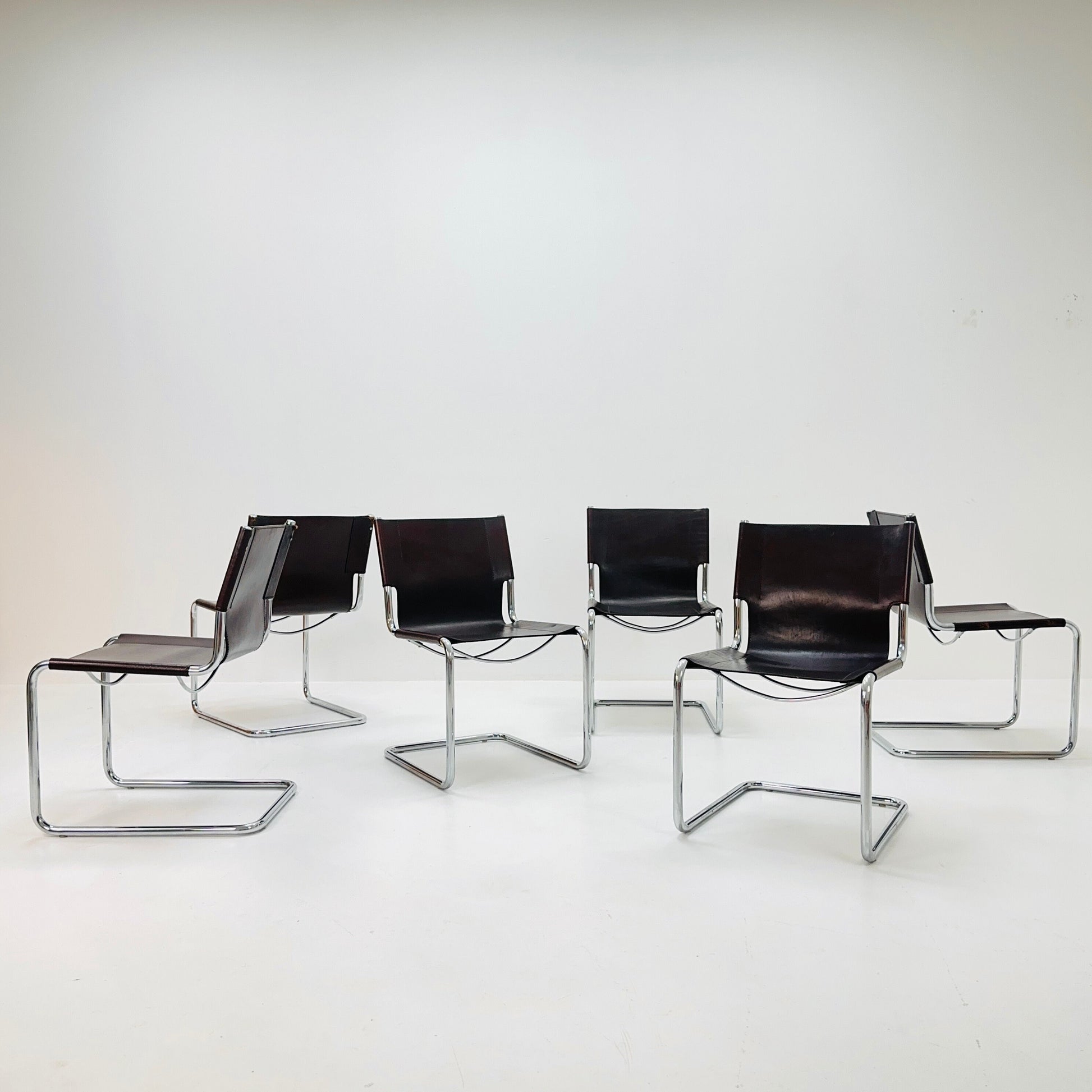 Set of 6 Mid-Century Vintage S33 Chair by Mart Stam & Marcel Breuer for Matteo grassi 1980s Italy