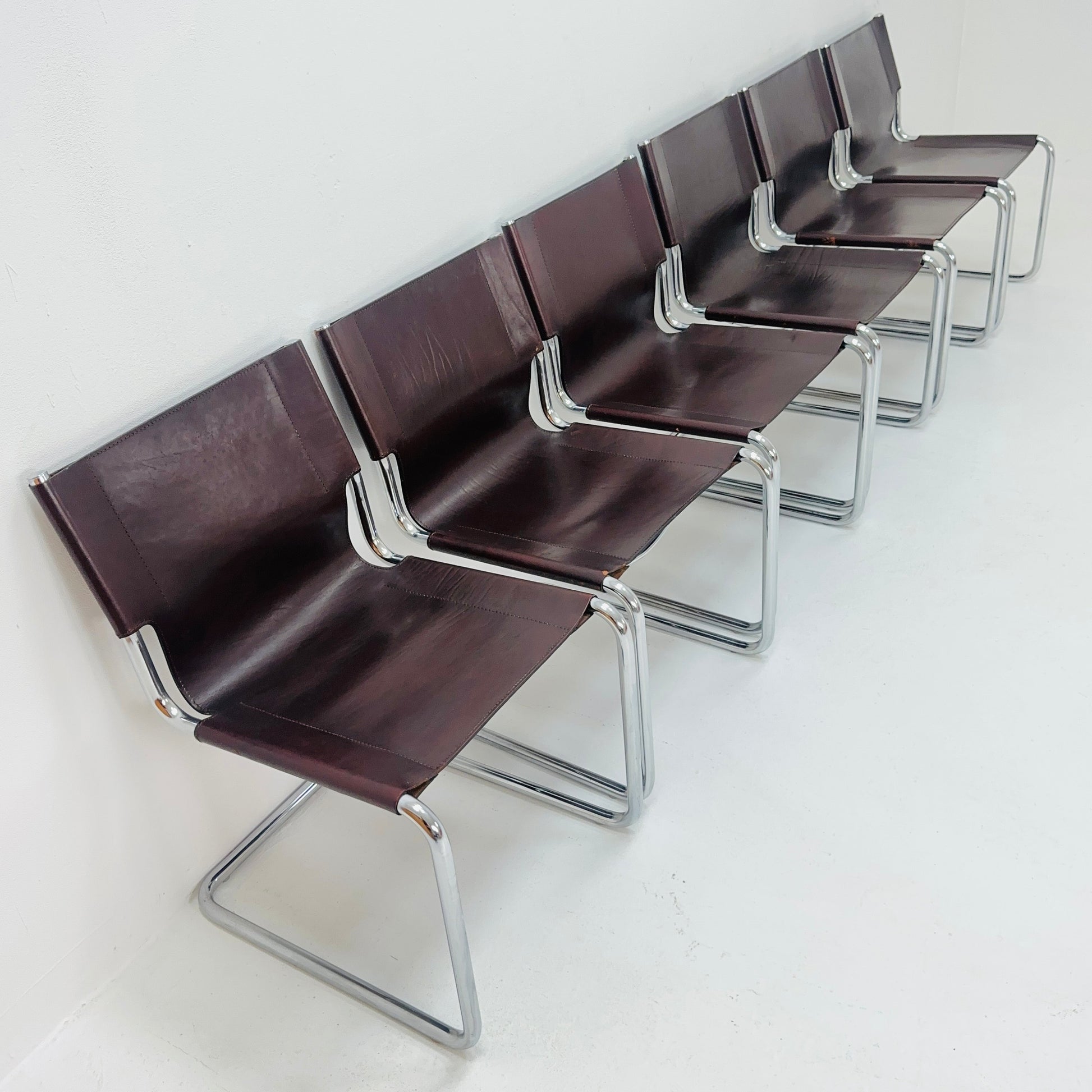 Set of 6 Mid-Century Vintage S33 Chair by Mart Stam & Marcel Breuer for Matteo grassi 1980s Italy
