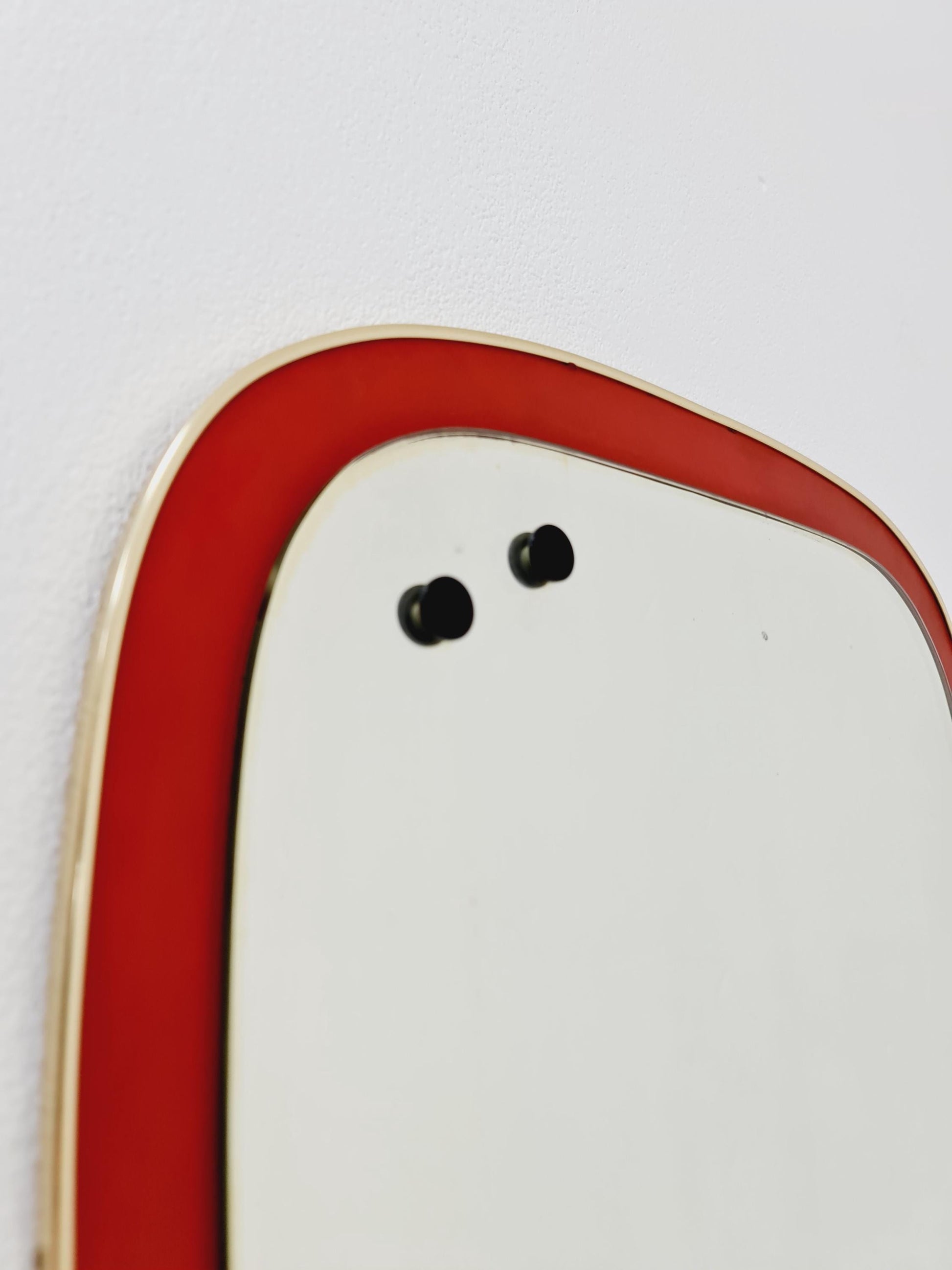 Mid Century asymmetric German brass Original kidney wall mirror from the 60s Rockabilly By Zier