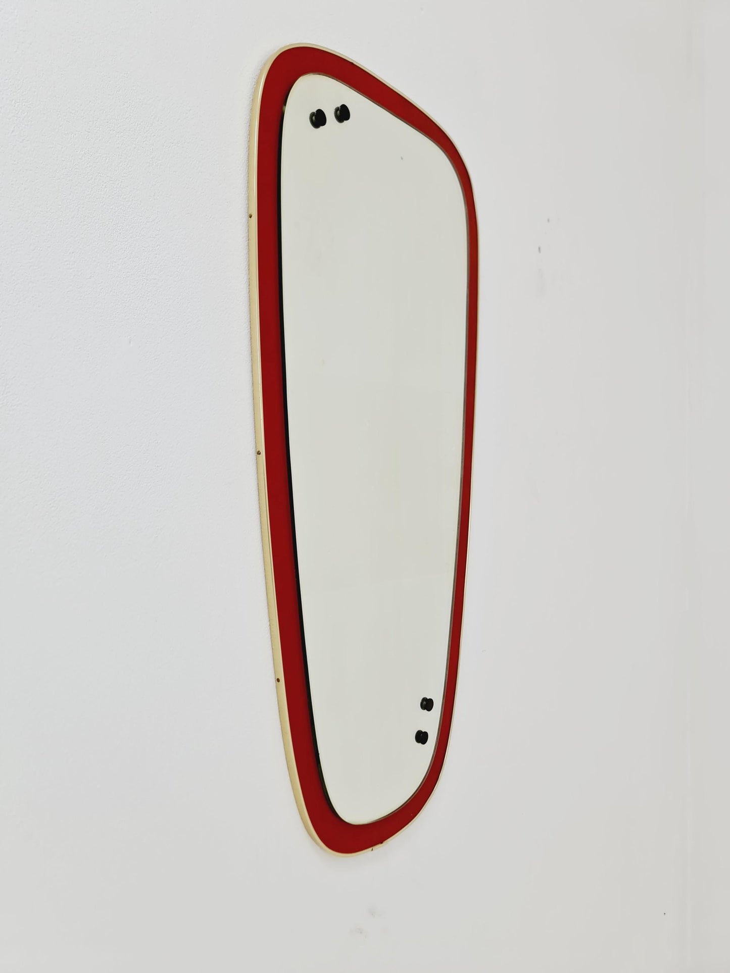 Mid Century asymmetric German brass Original kidney wall mirror from the 60s Rockabilly By Zier