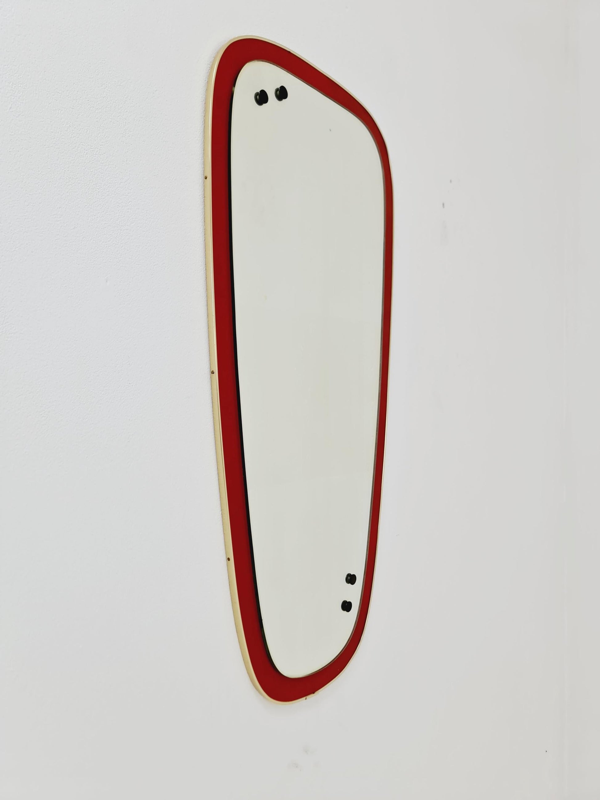 Mid Century asymmetric German brass Original kidney wall mirror from the 60s Rockabilly By Zier