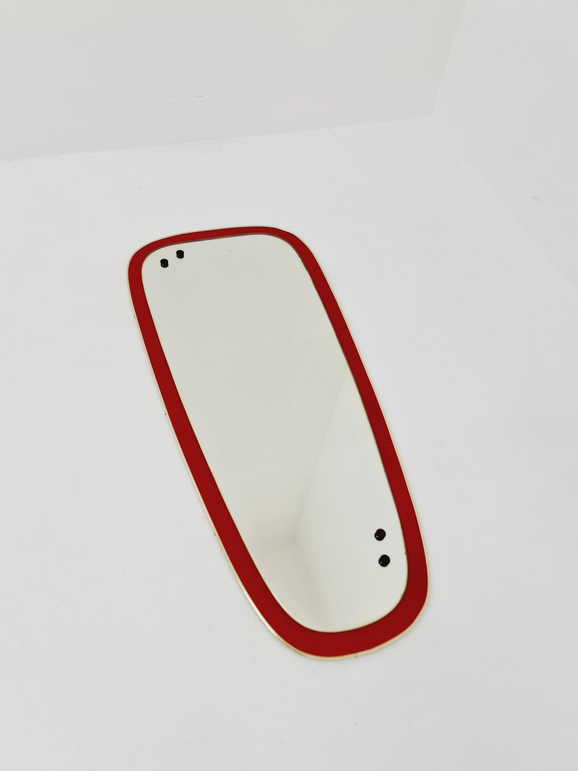 Mid Century asymmetric German brass Original kidney wall mirror from the 60s Rockabilly By Zier