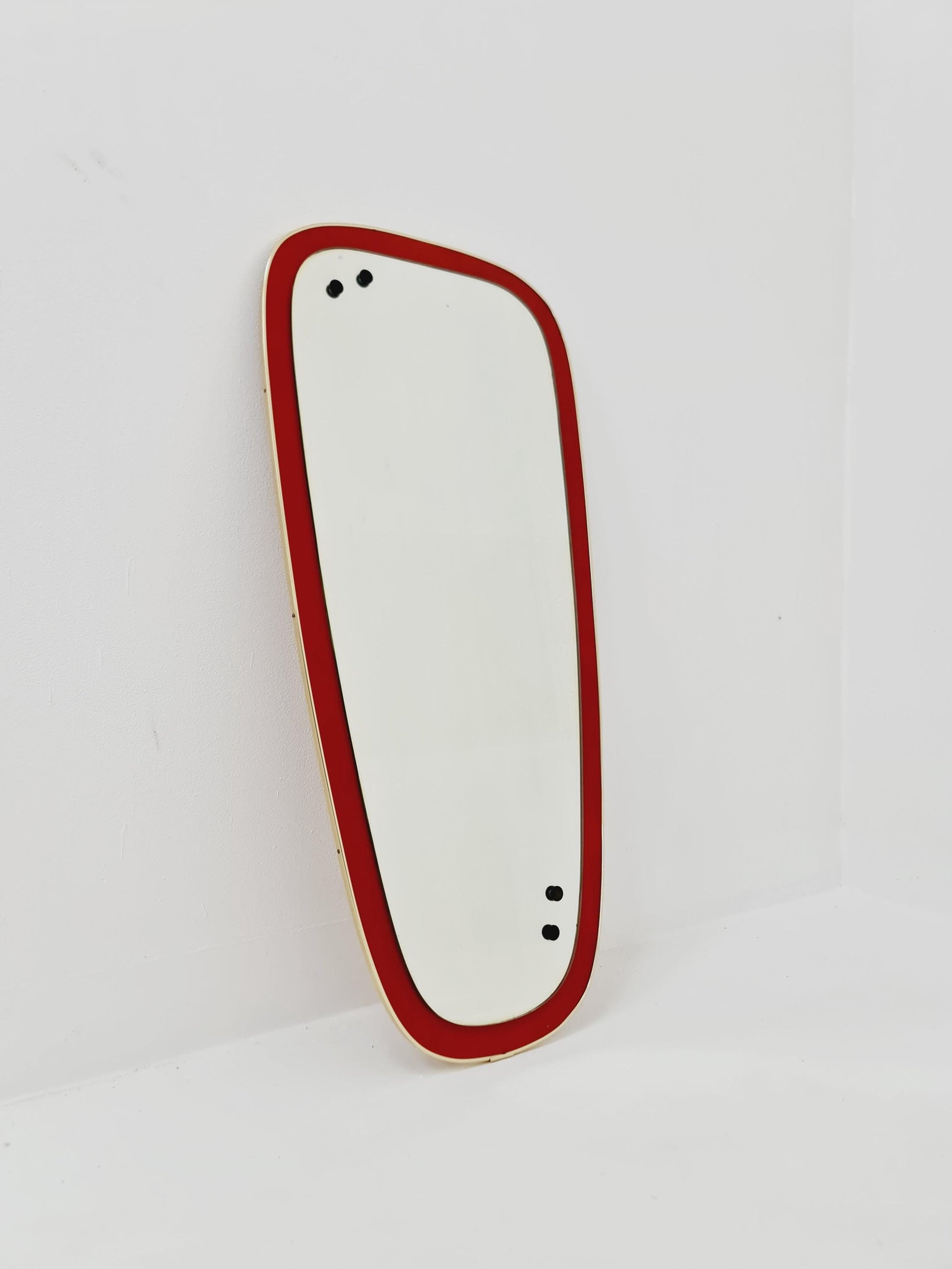 Mid Century asymmetric German brass Original kidney wall mirror from the 60s Rockabilly By Zier