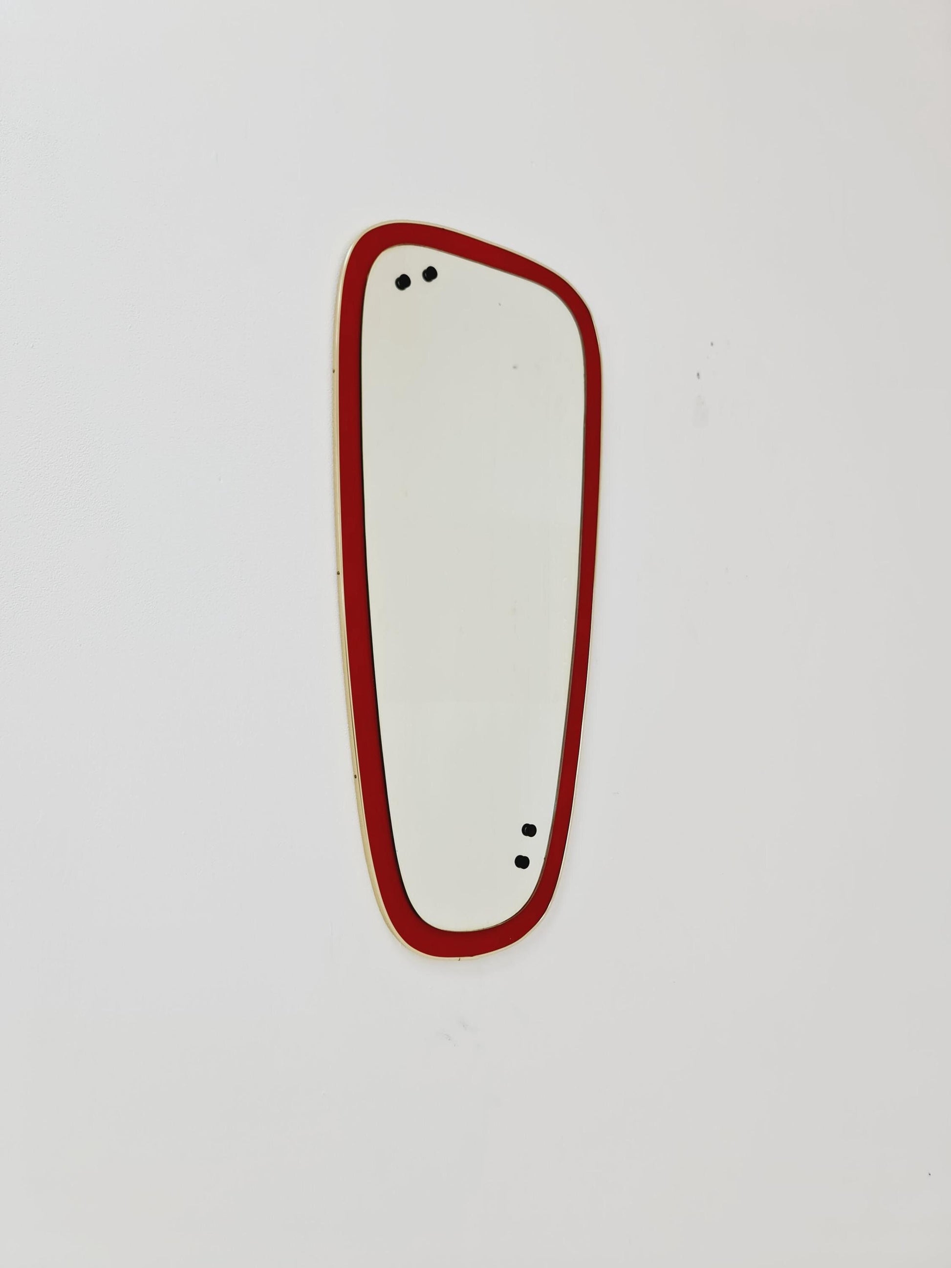Mid Century asymmetric German brass Original kidney wall mirror from the 60s Rockabilly By Zier