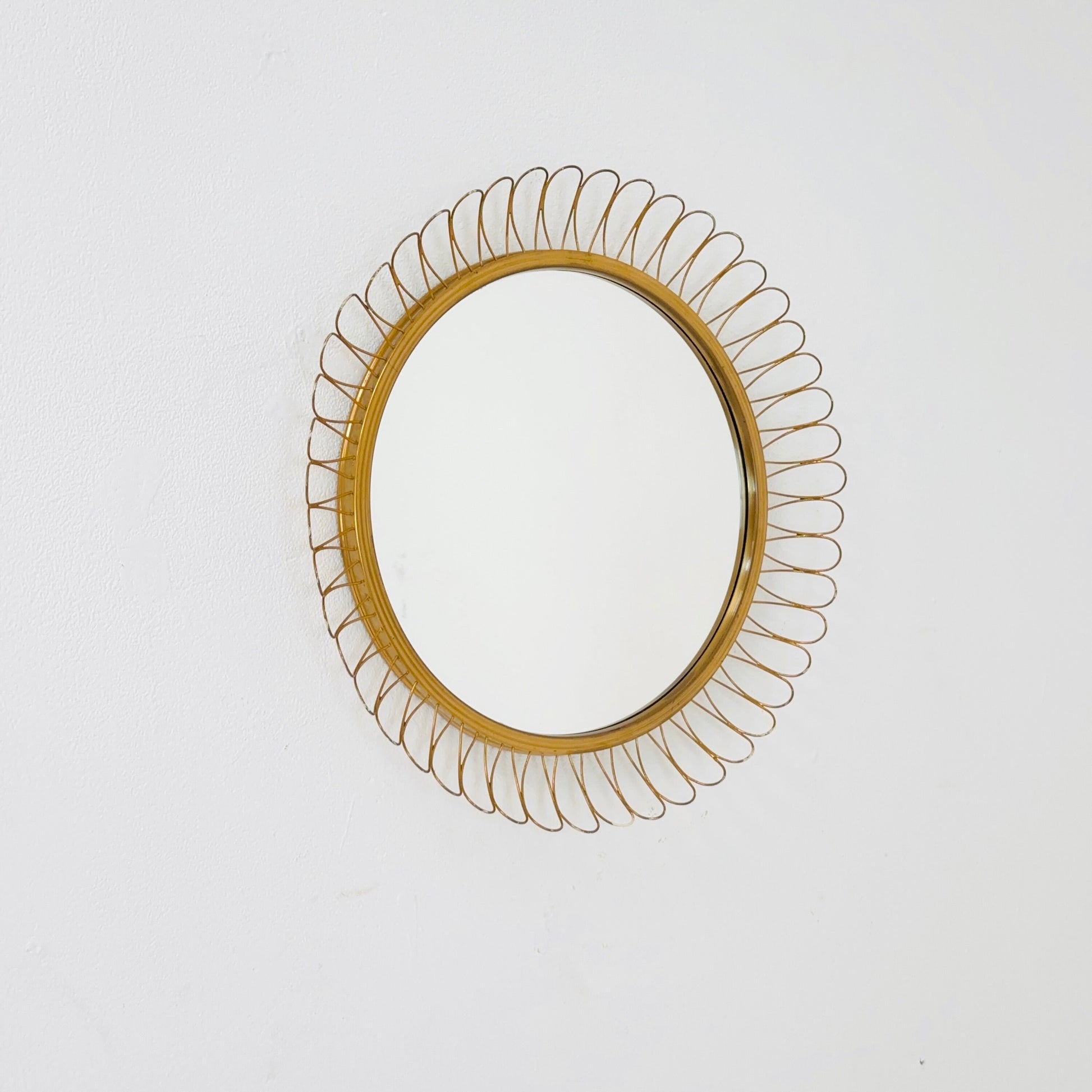 Mid-century wall mirror by Josef Frank Svenskt Tenn, Austria, Sweden, brass, 1950s