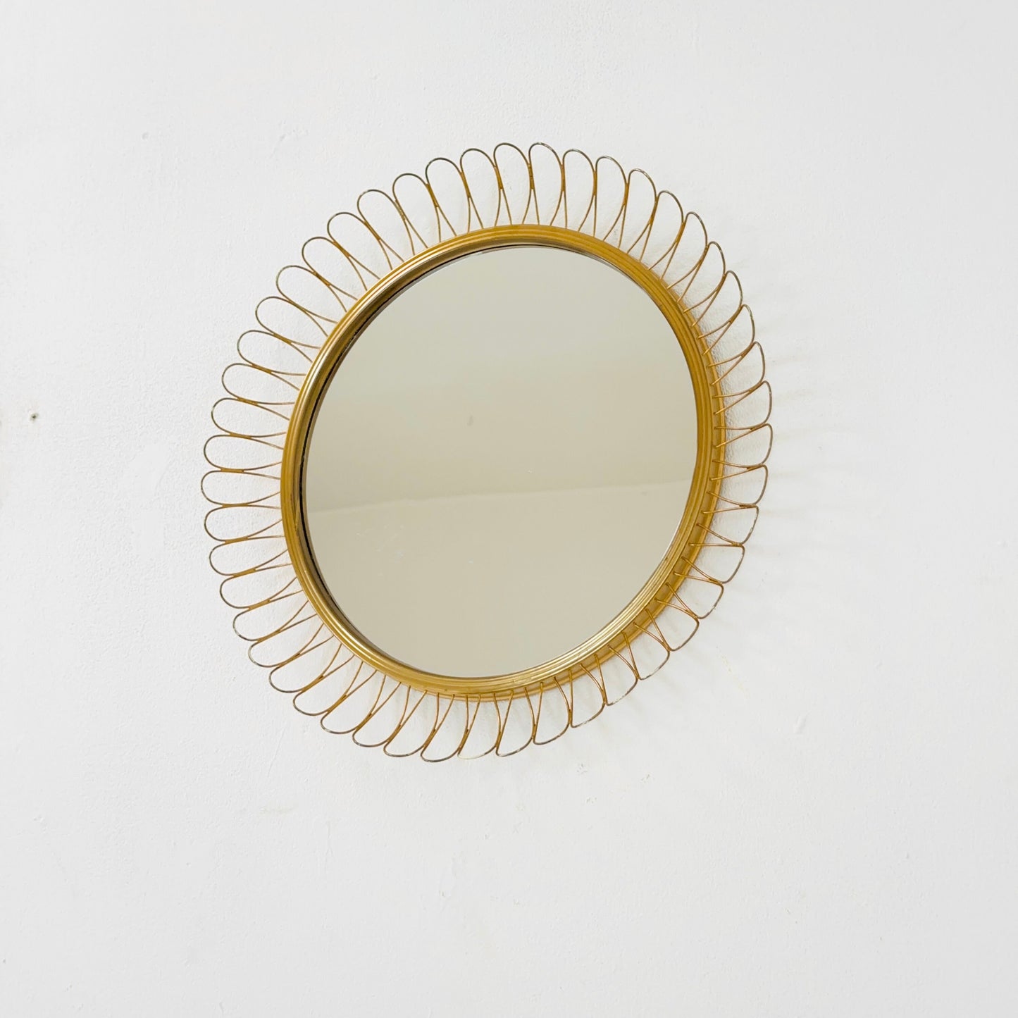 Mid-century wall mirror by Josef Frank Svenskt Tenn, Austria, Sweden, brass, 1950s