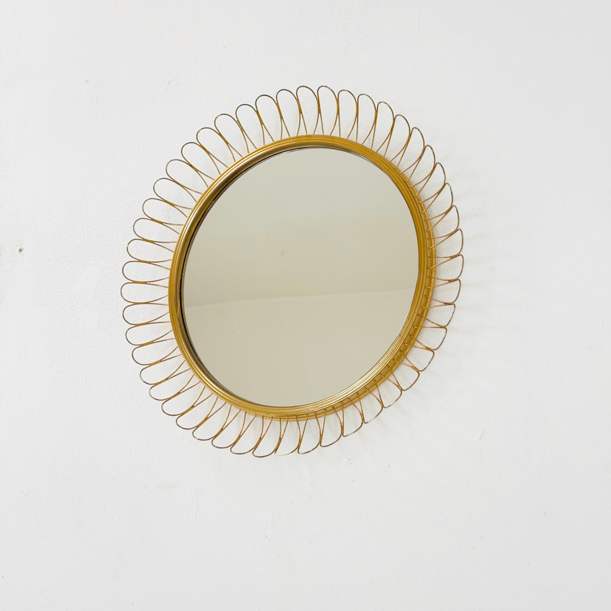 Mid-century wall mirror by Josef Frank Svenskt Tenn, Austria, Sweden, brass, 1950s