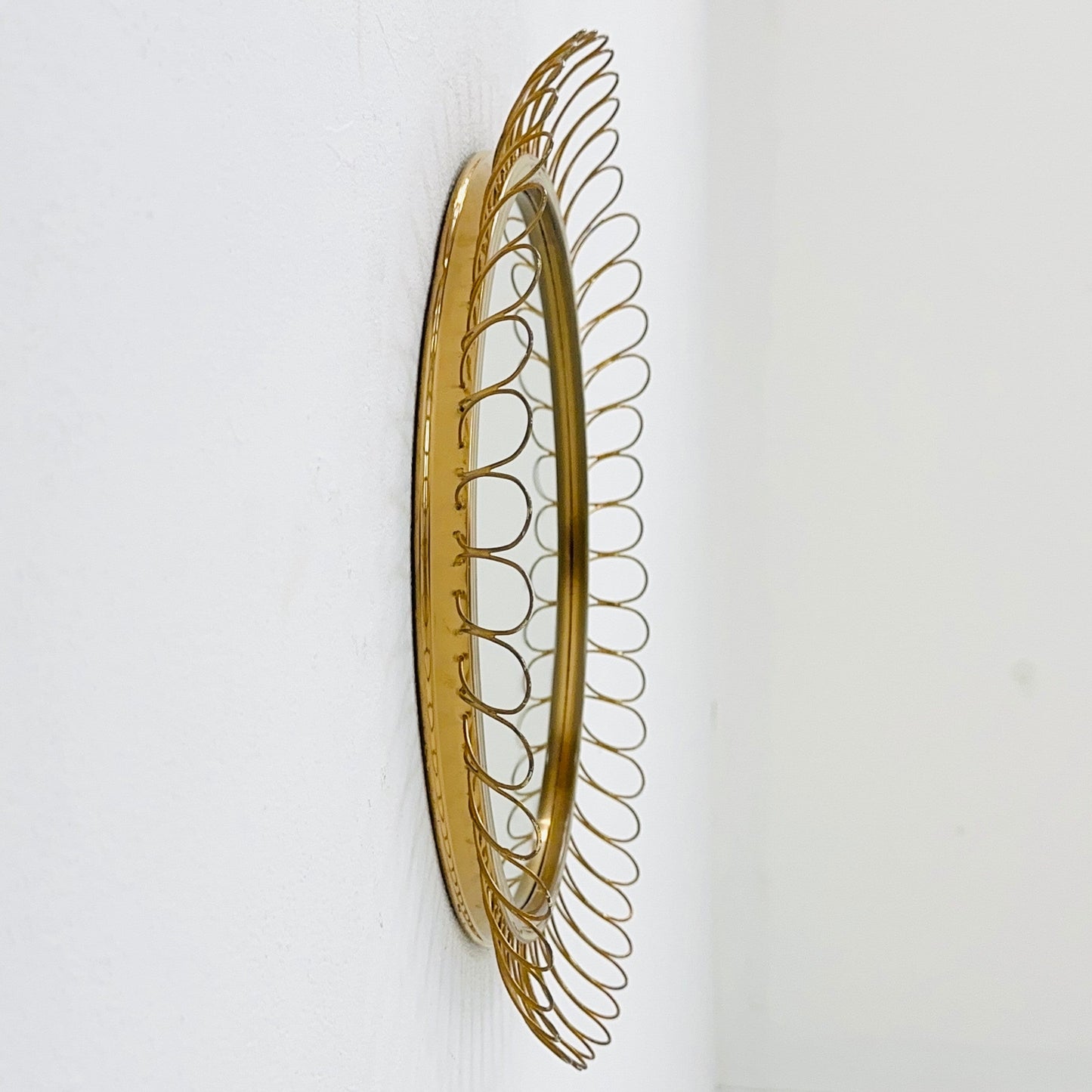 Mid-century wall mirror by Josef Frank Svenskt Tenn, Austria, Sweden, brass, 1950s