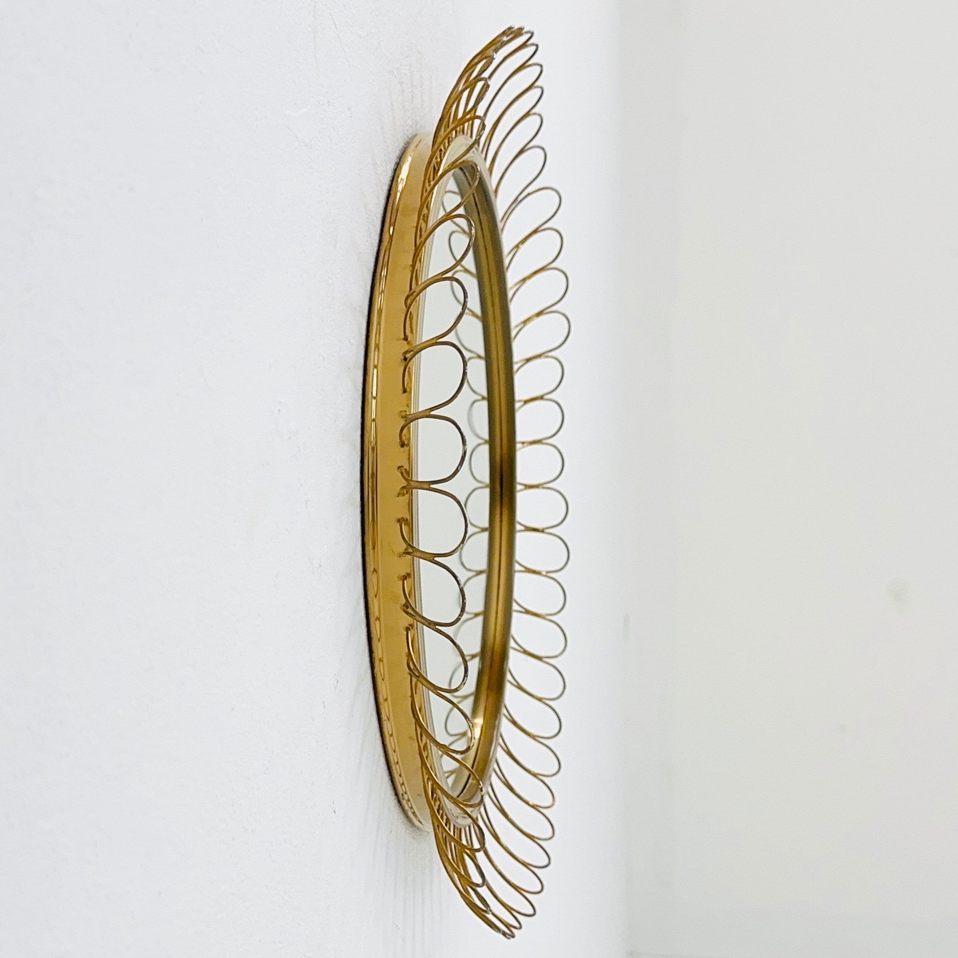 Mid-century wall mirror by Josef Frank Svenskt Tenn, Austria, Sweden, brass, 1950s